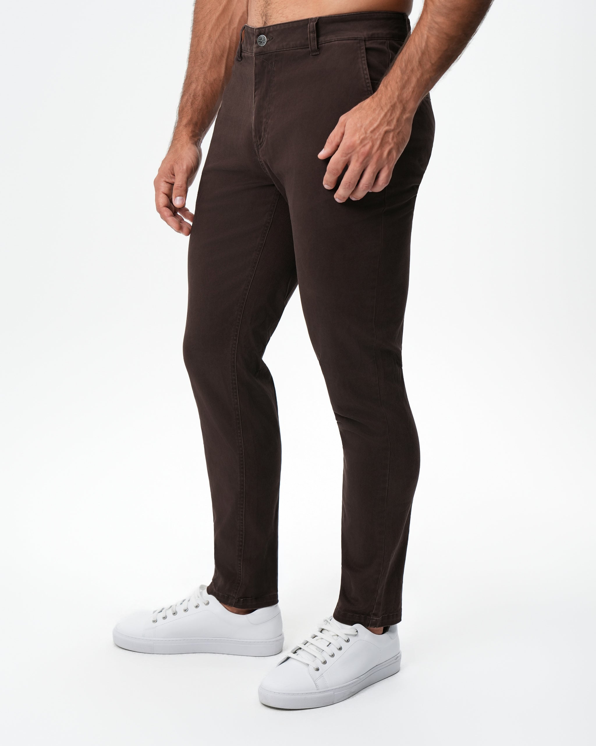 Performance Brushed Cotton Chino - Dark Brown