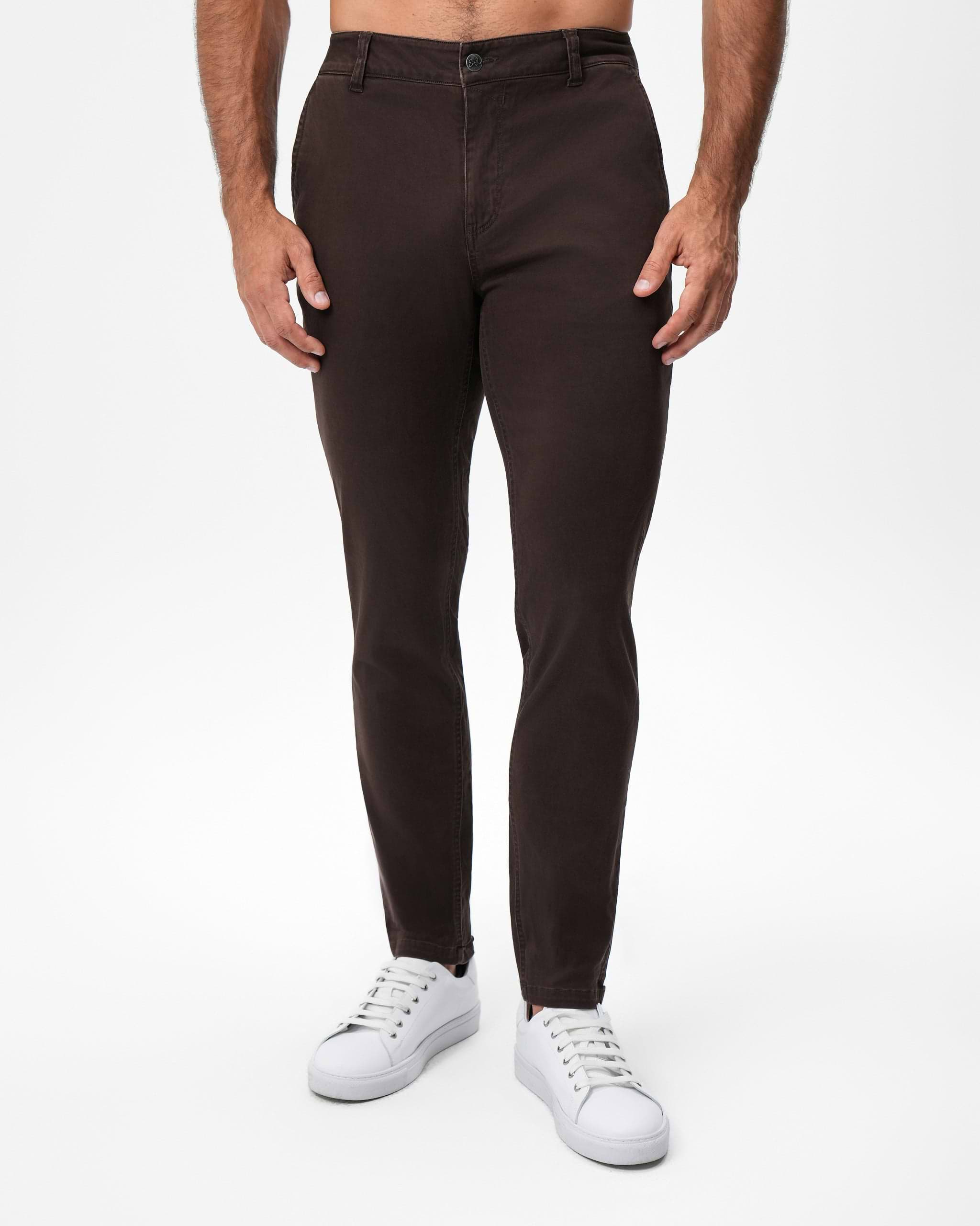 Performance Brushed Cotton Chino - Dark Brown