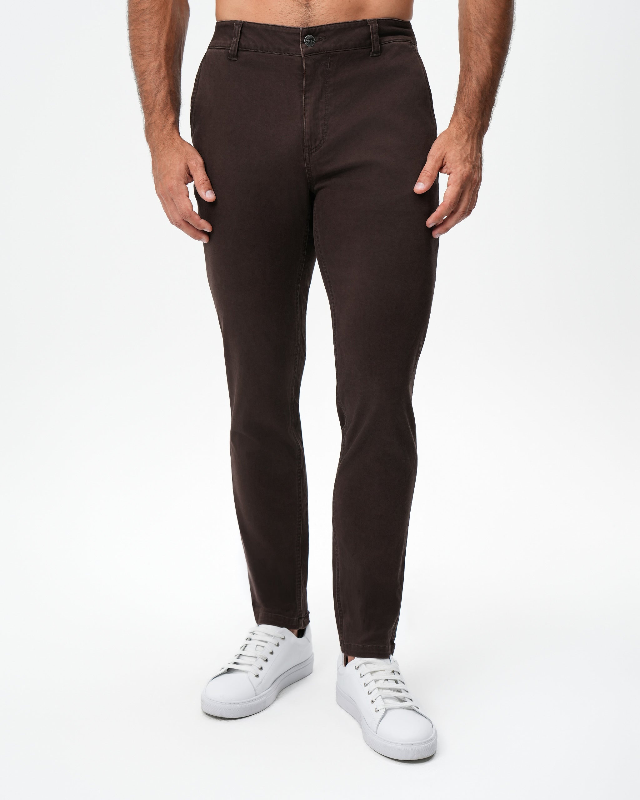 Performance Brushed Cotton Chino - Dark Brown