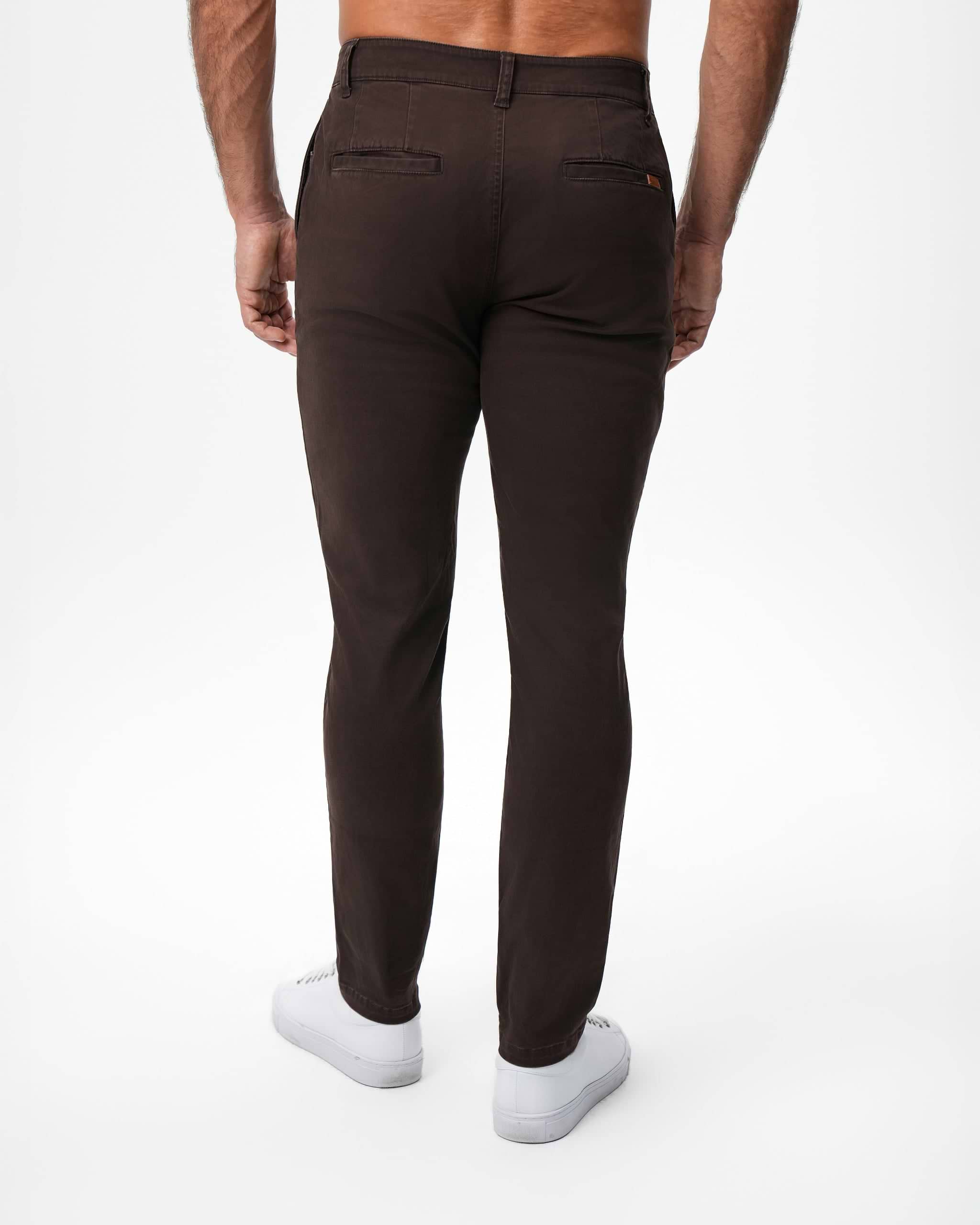 Performance Brushed Cotton Chino - Dark Brown