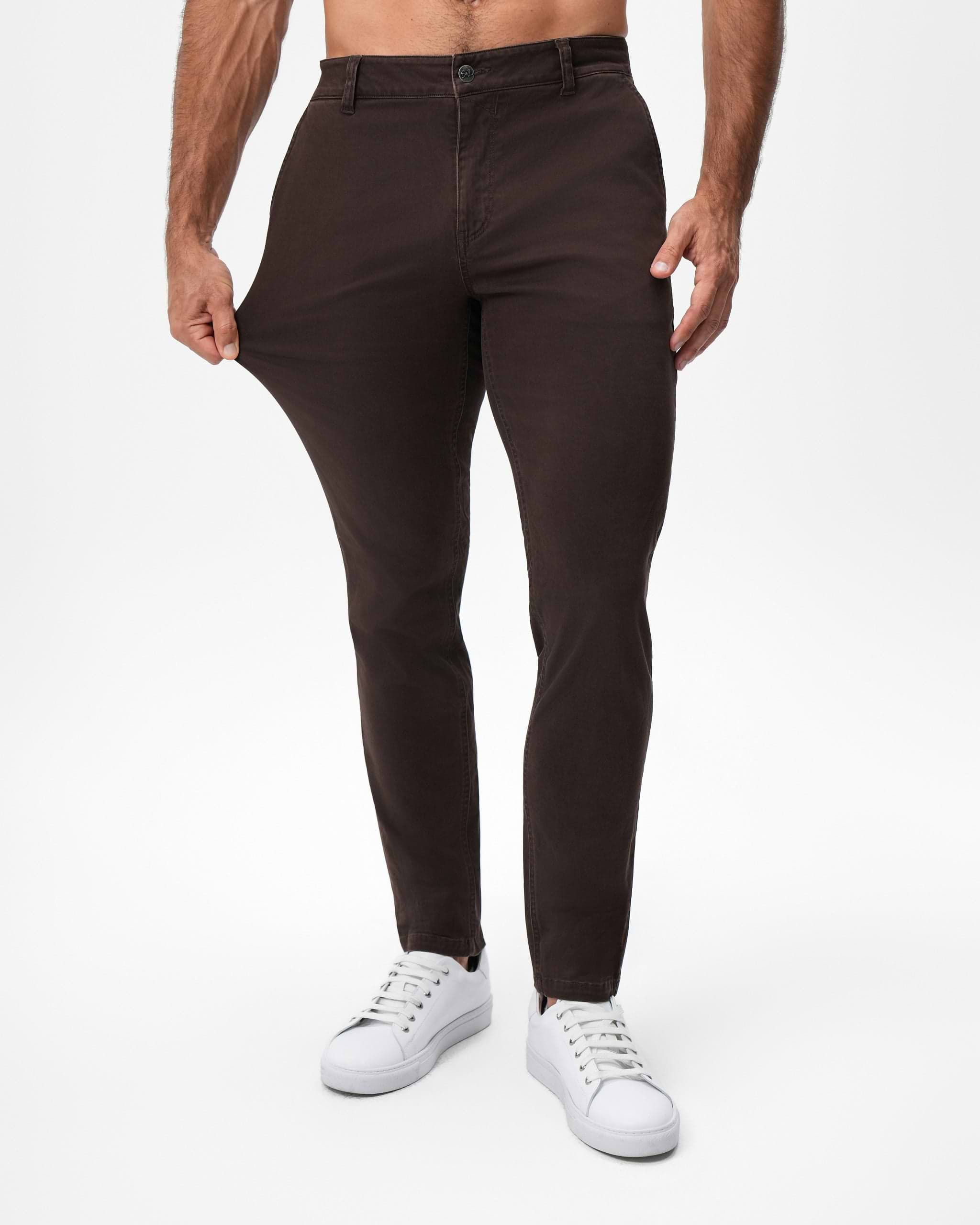 Performance Brushed Cotton Chino - Dark Brown