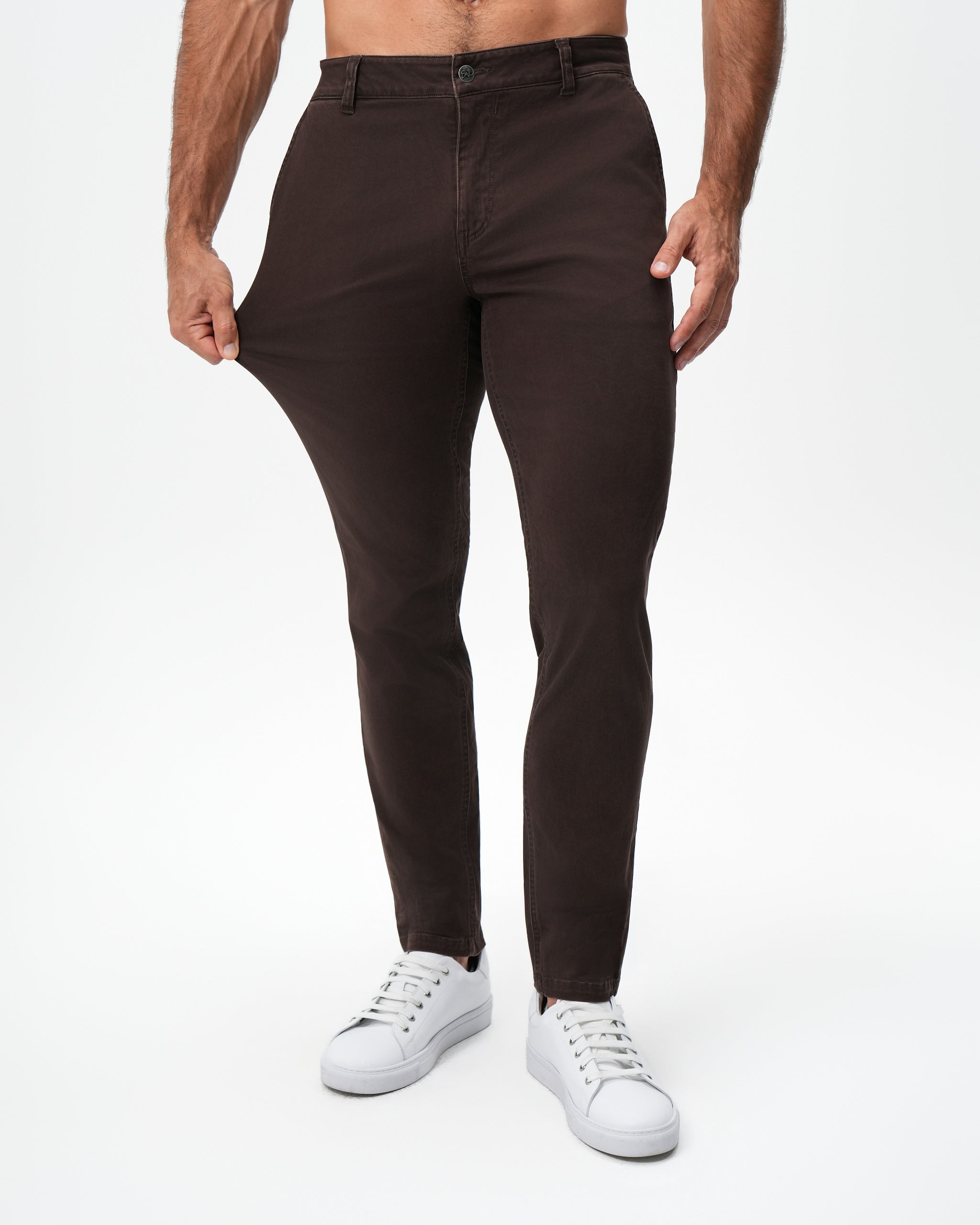 Performance Brushed Cotton Chino - Dark Brown