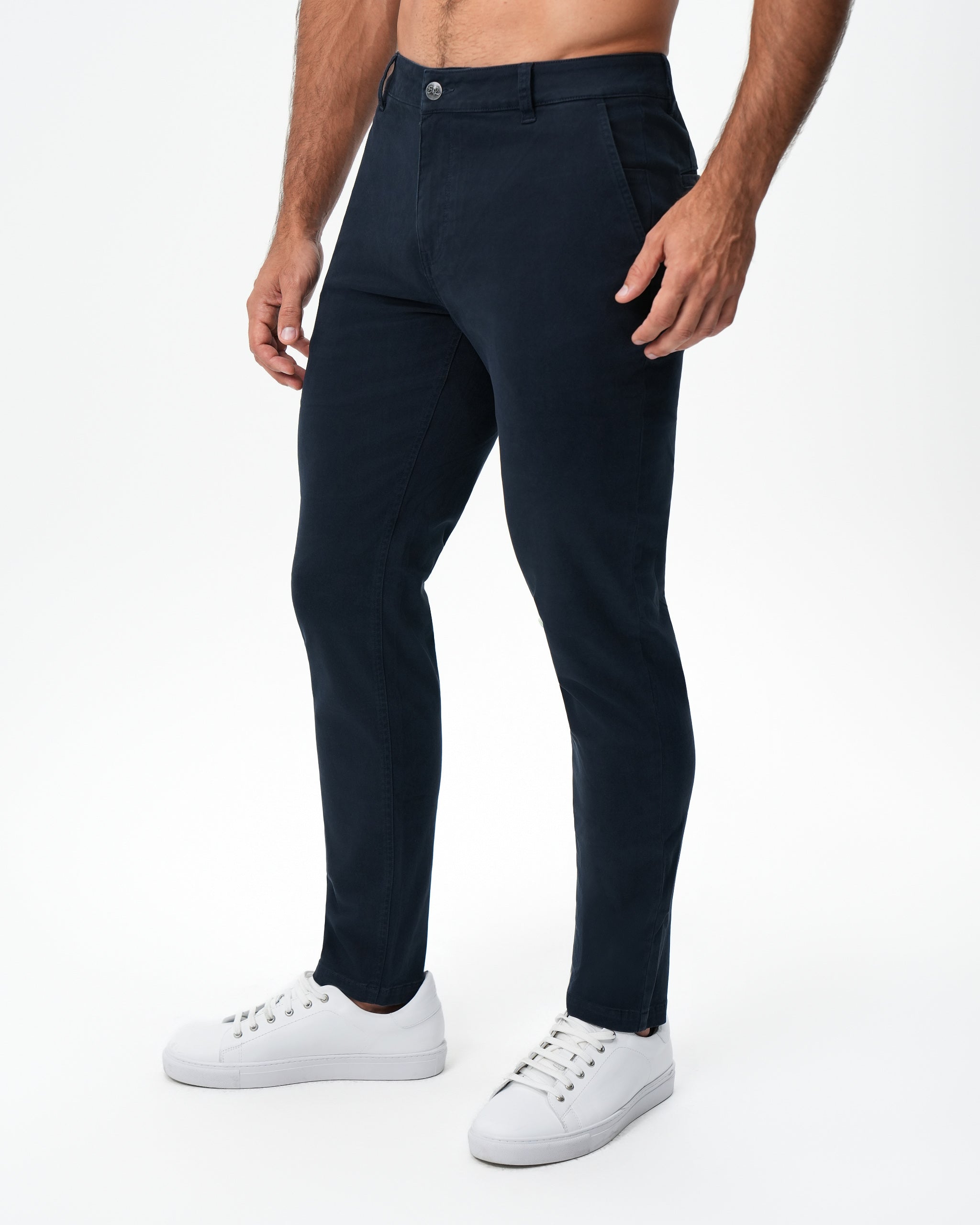 Performance Brushed Cotton Chino - Navy