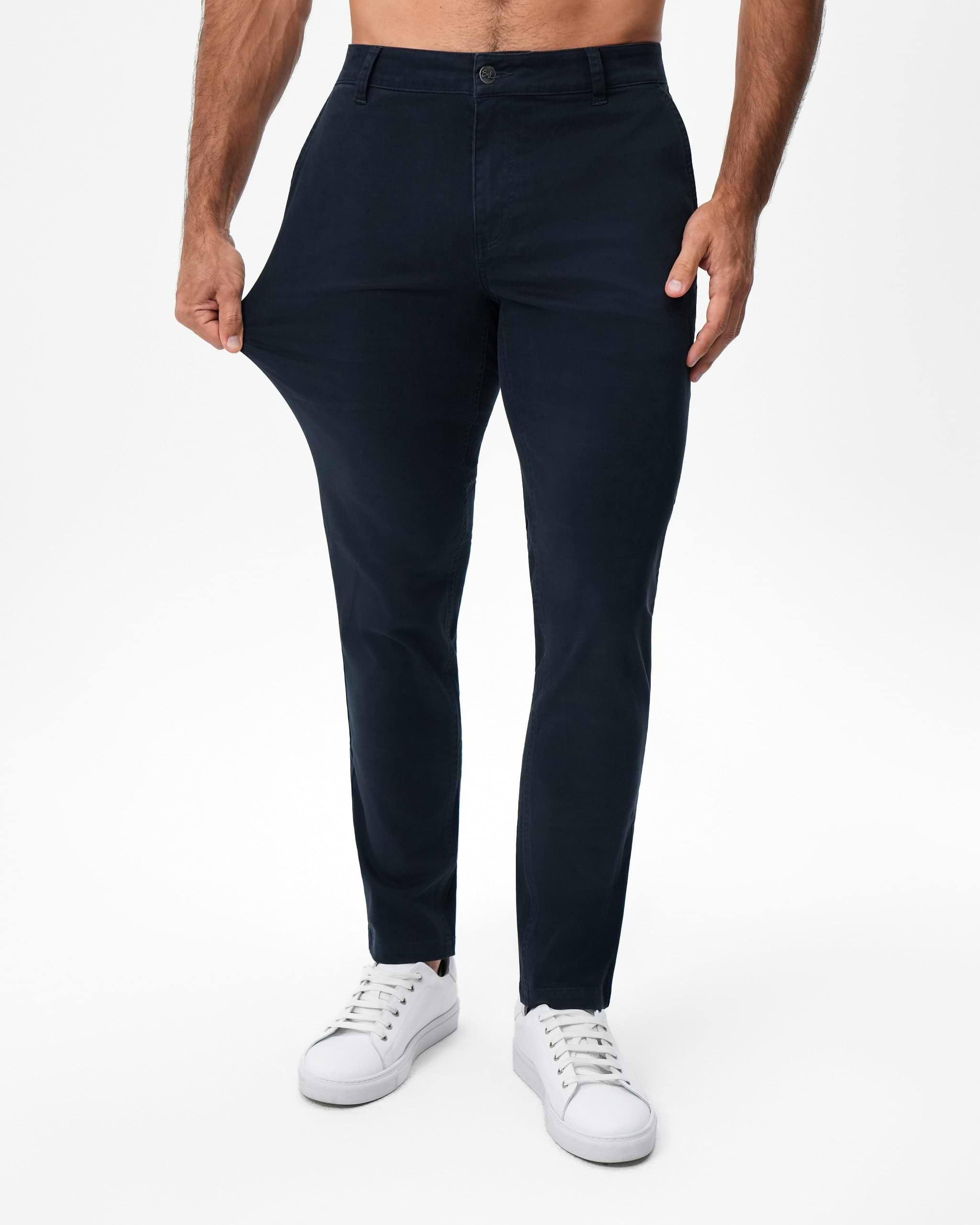 Performance Brushed Cotton Chino - Navy