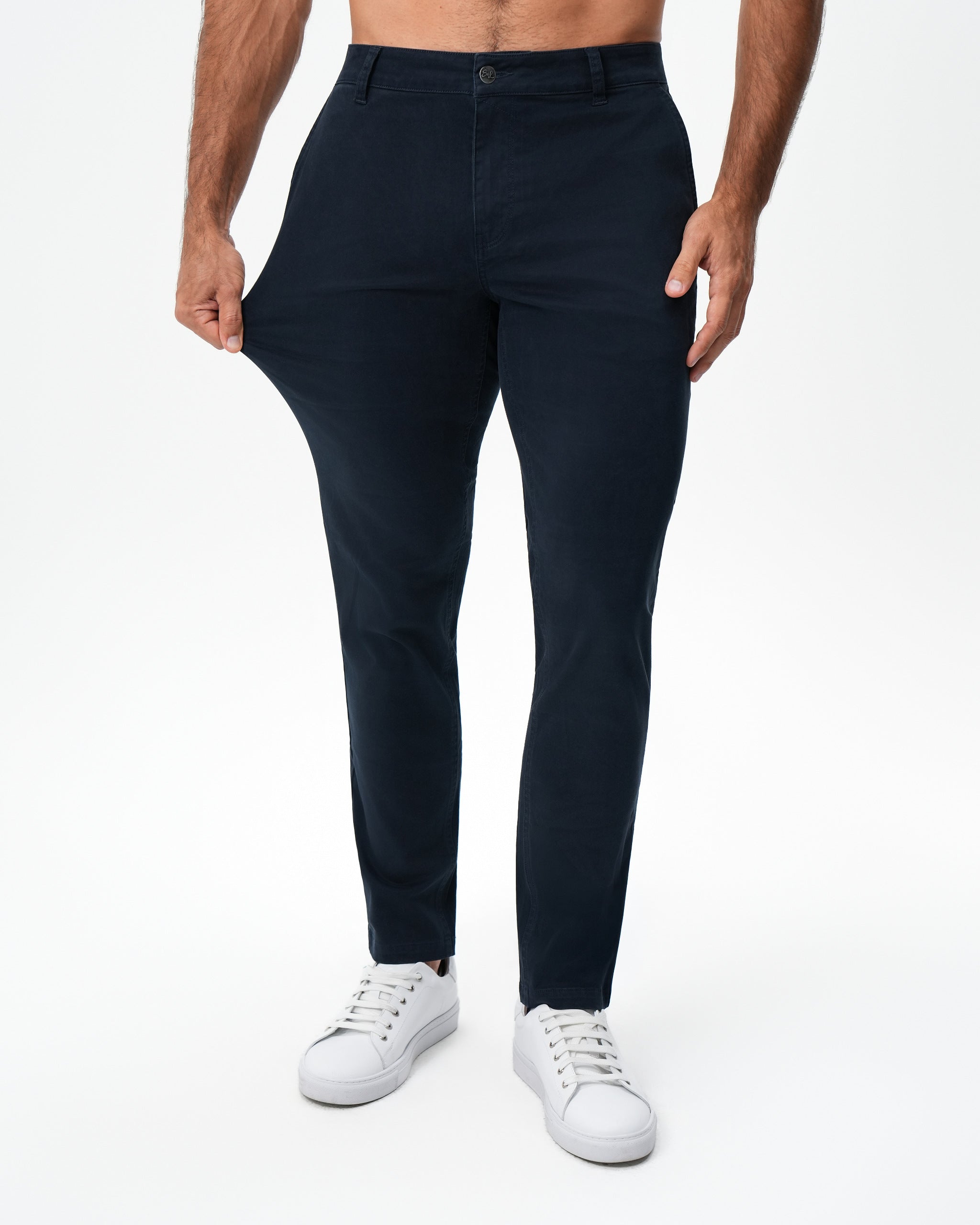 Performance Brushed Cotton Chino - Navy
