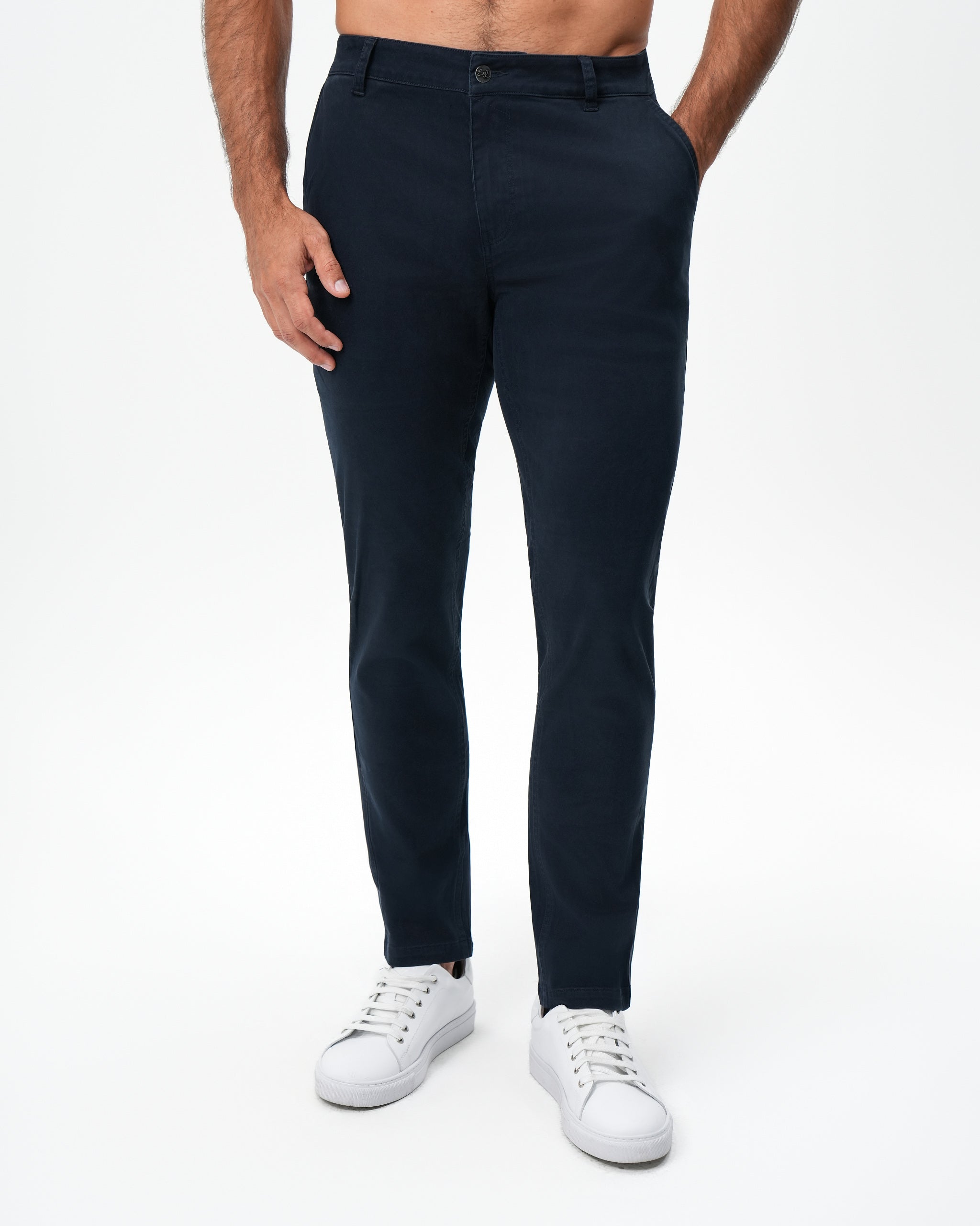 Performance Brushed Cotton Chino - Navy