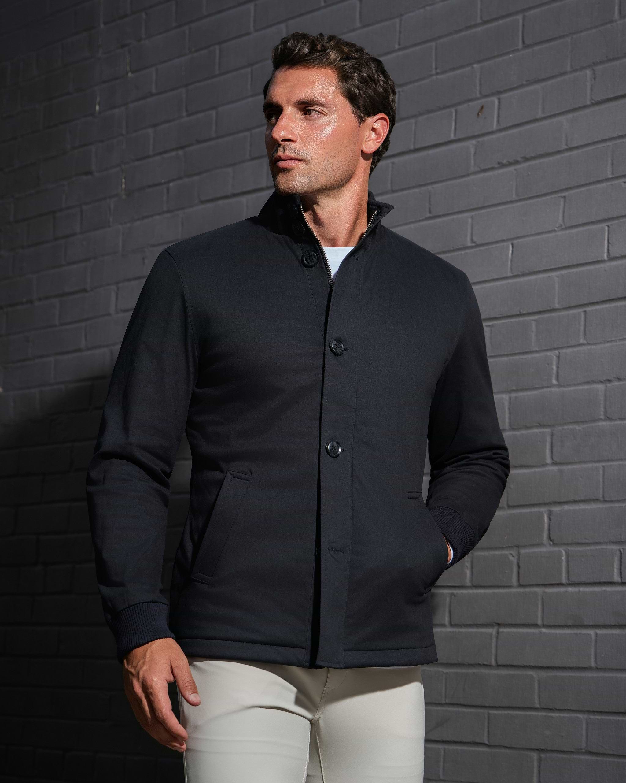 Brushed Cotton Quilted Jacket - Black