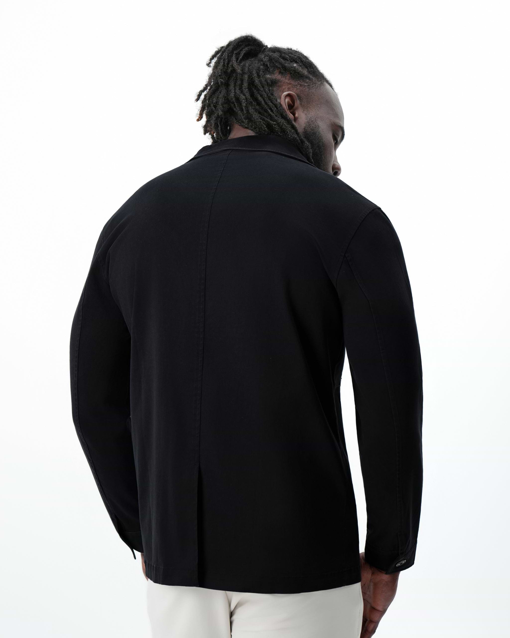 Brushed Cotton Shirt Jacket - Black