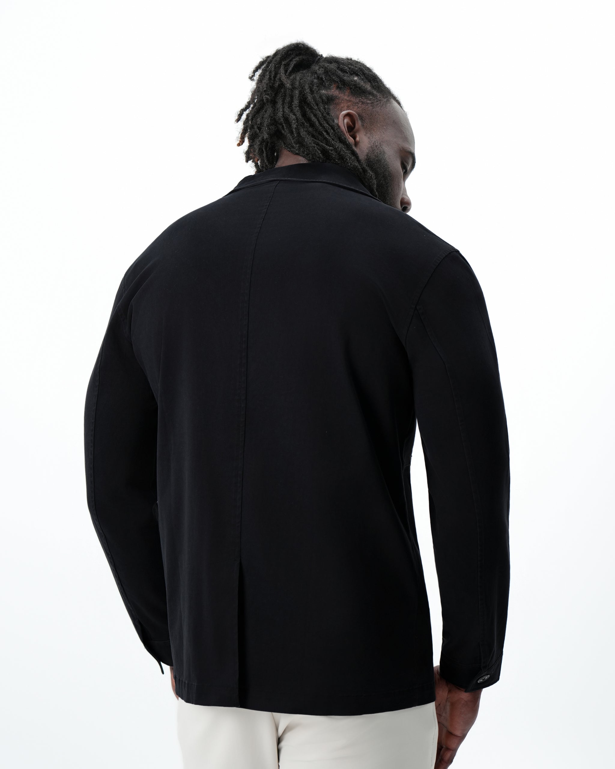 Brushed Cotton Shirt Jacket - Black