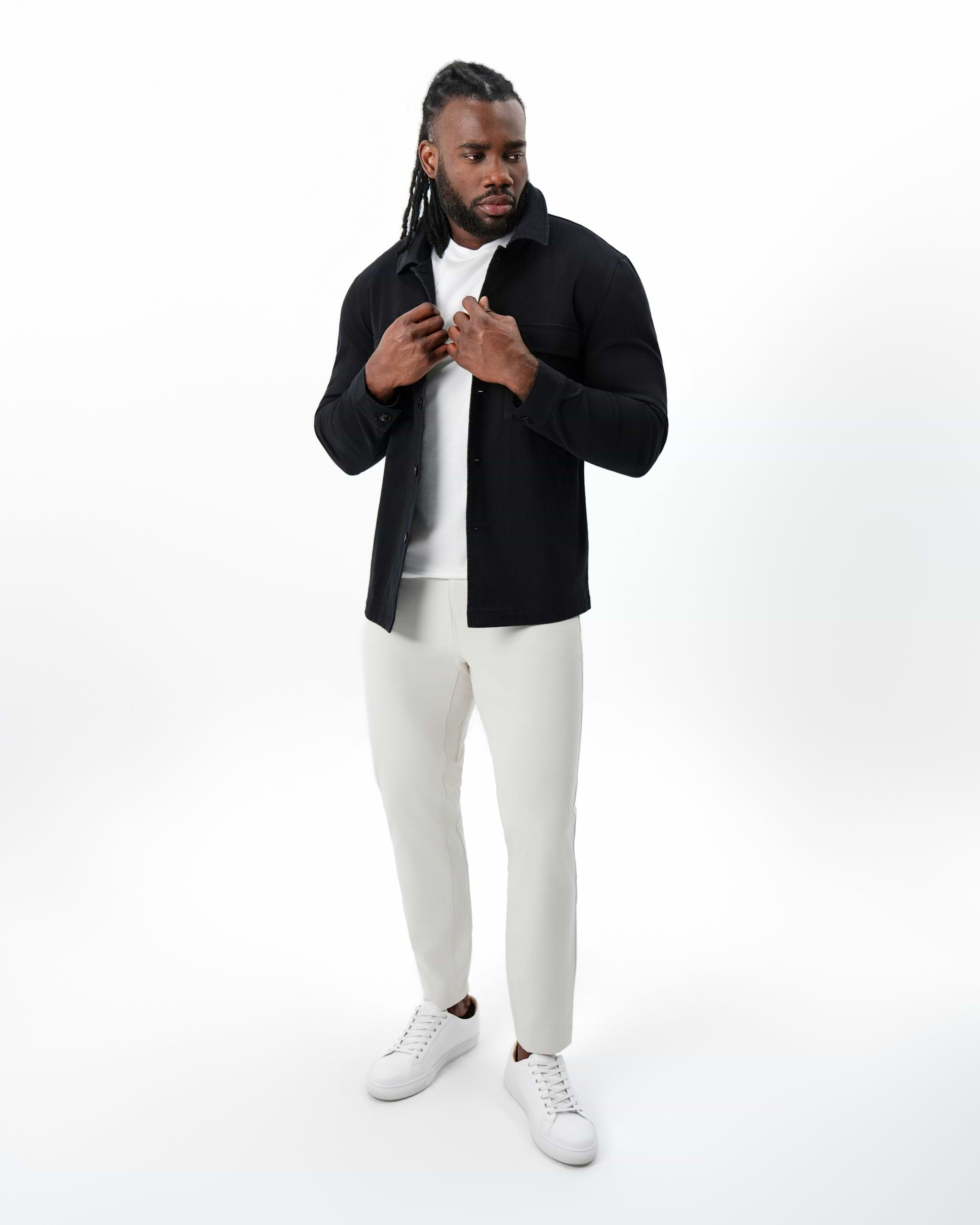 Brushed Cotton Shirt Jacket - Black