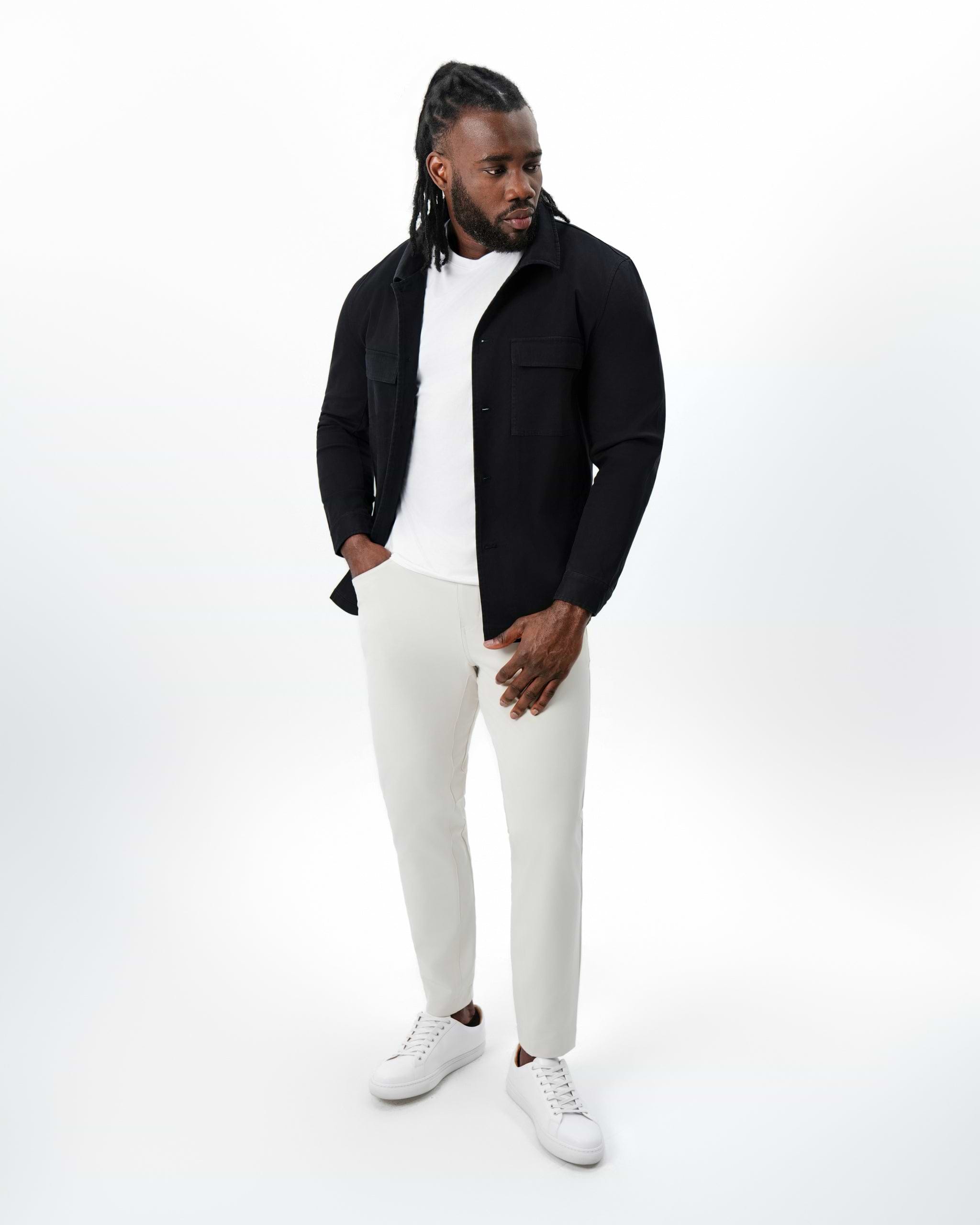 Brushed Cotton Shirt Jacket - Black
