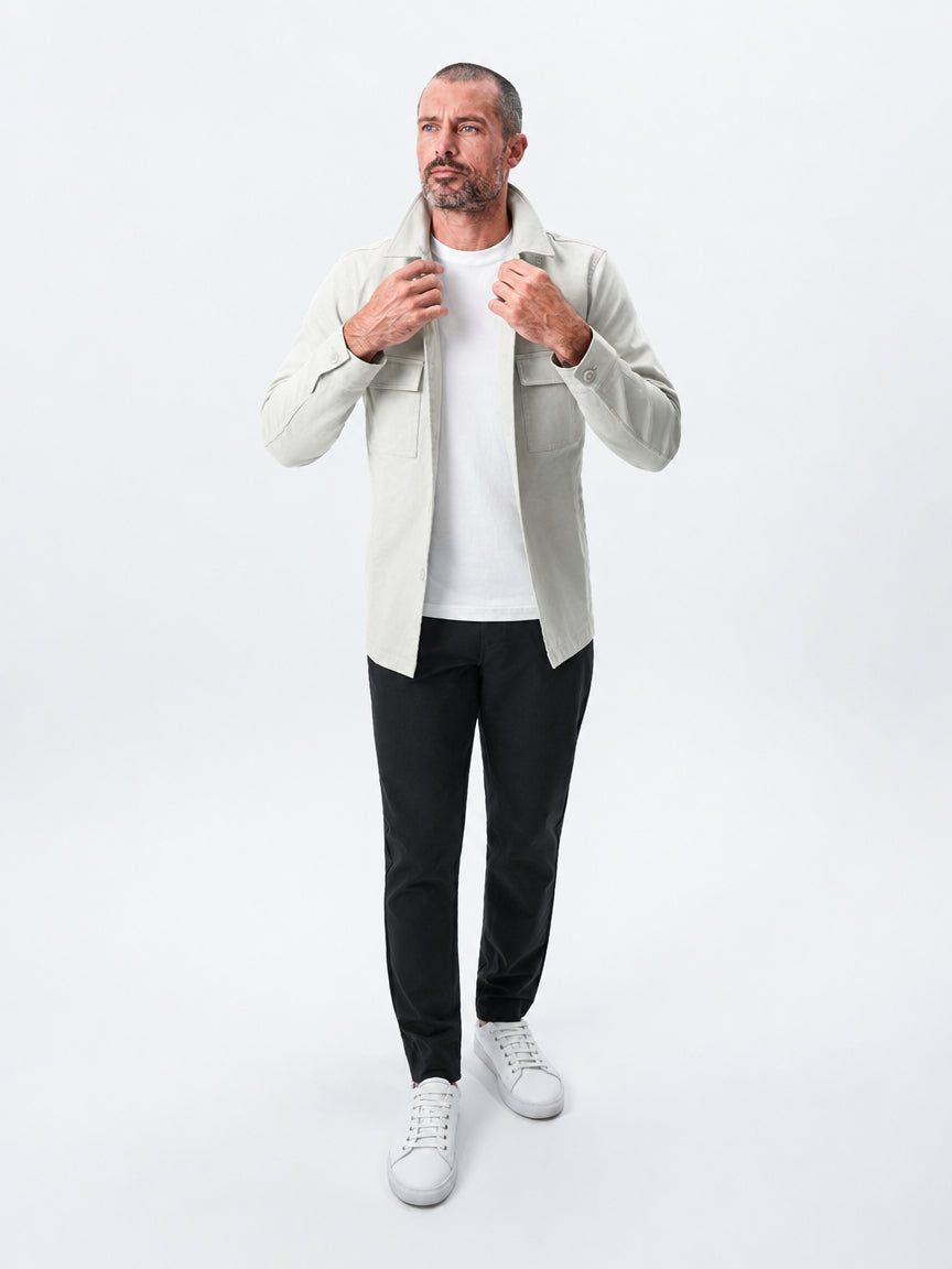 Brushed Cotton Shirt Jacket - Stone
