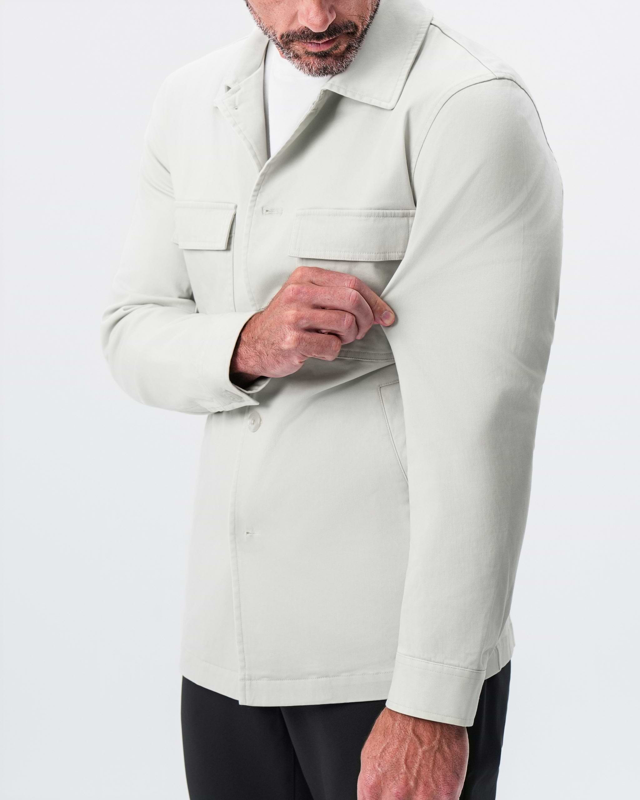 Brushed Cotton Shirt Jacket - Stone