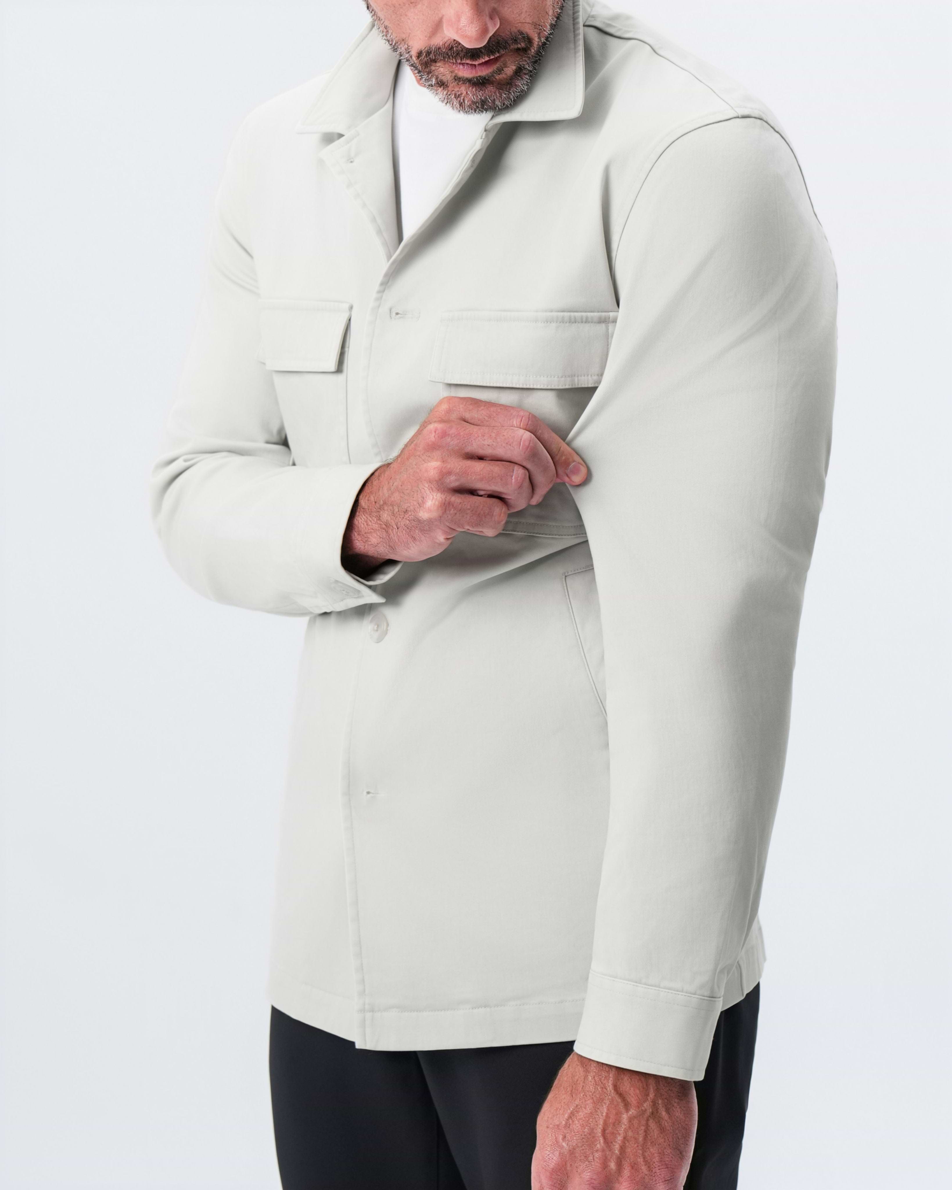Brushed Cotton Shirt Jacket - Stone