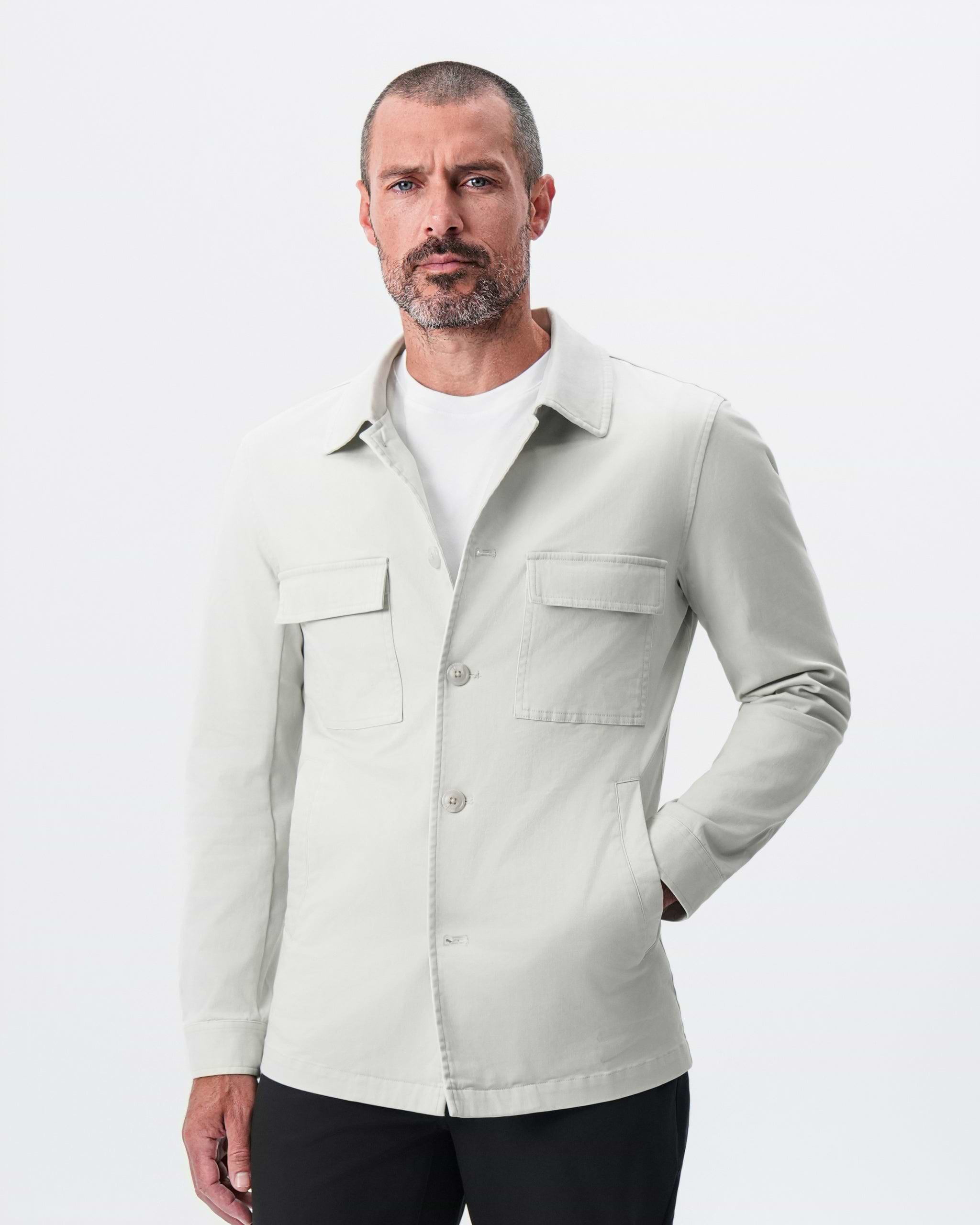 Brushed Cotton Shirt Jacket - Stone