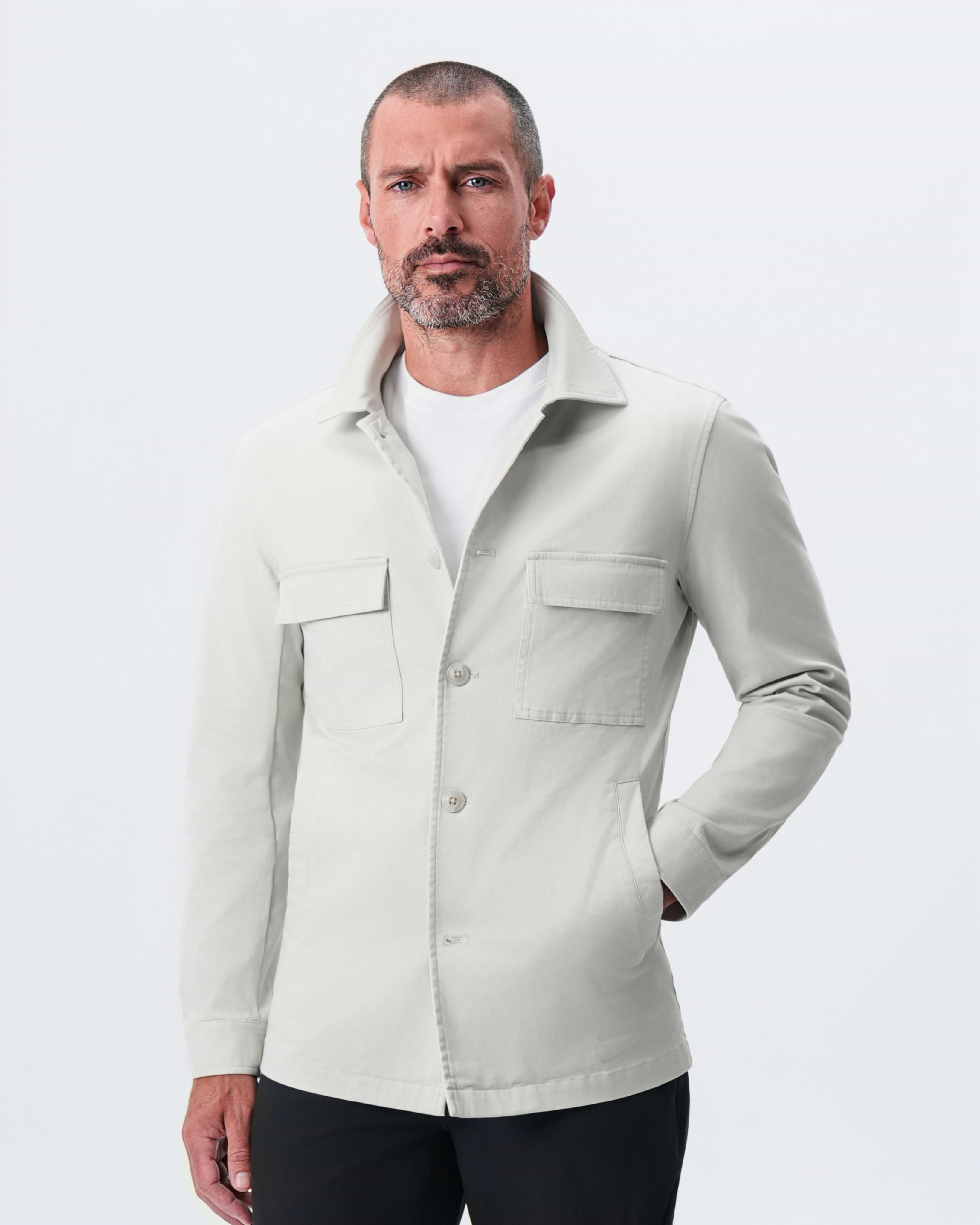 Brushed Cotton Shirt Jacket - Stone