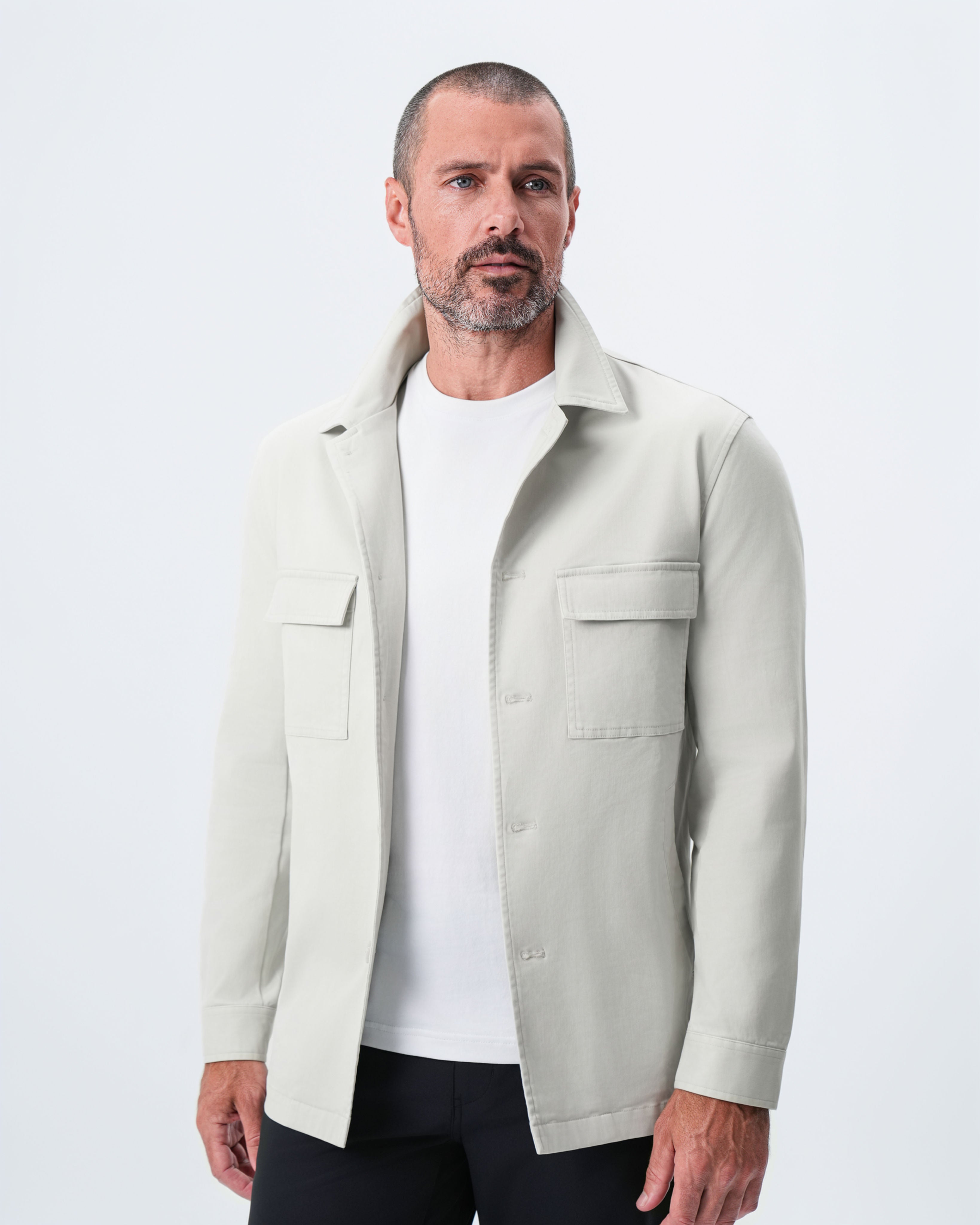 Brushed Cotton Shirt Jacket - Stone