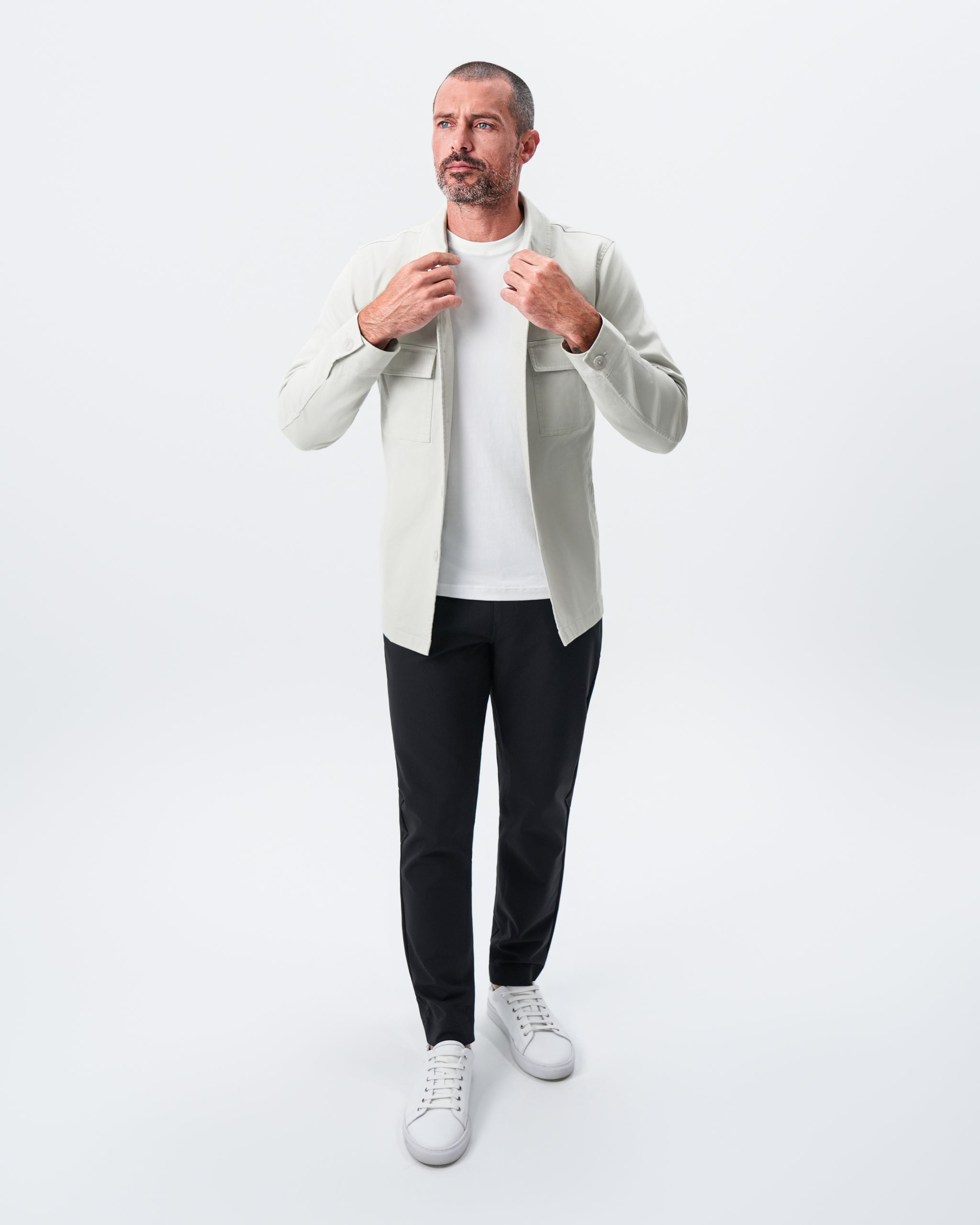 Brushed Cotton Shirt Jacket - Stone