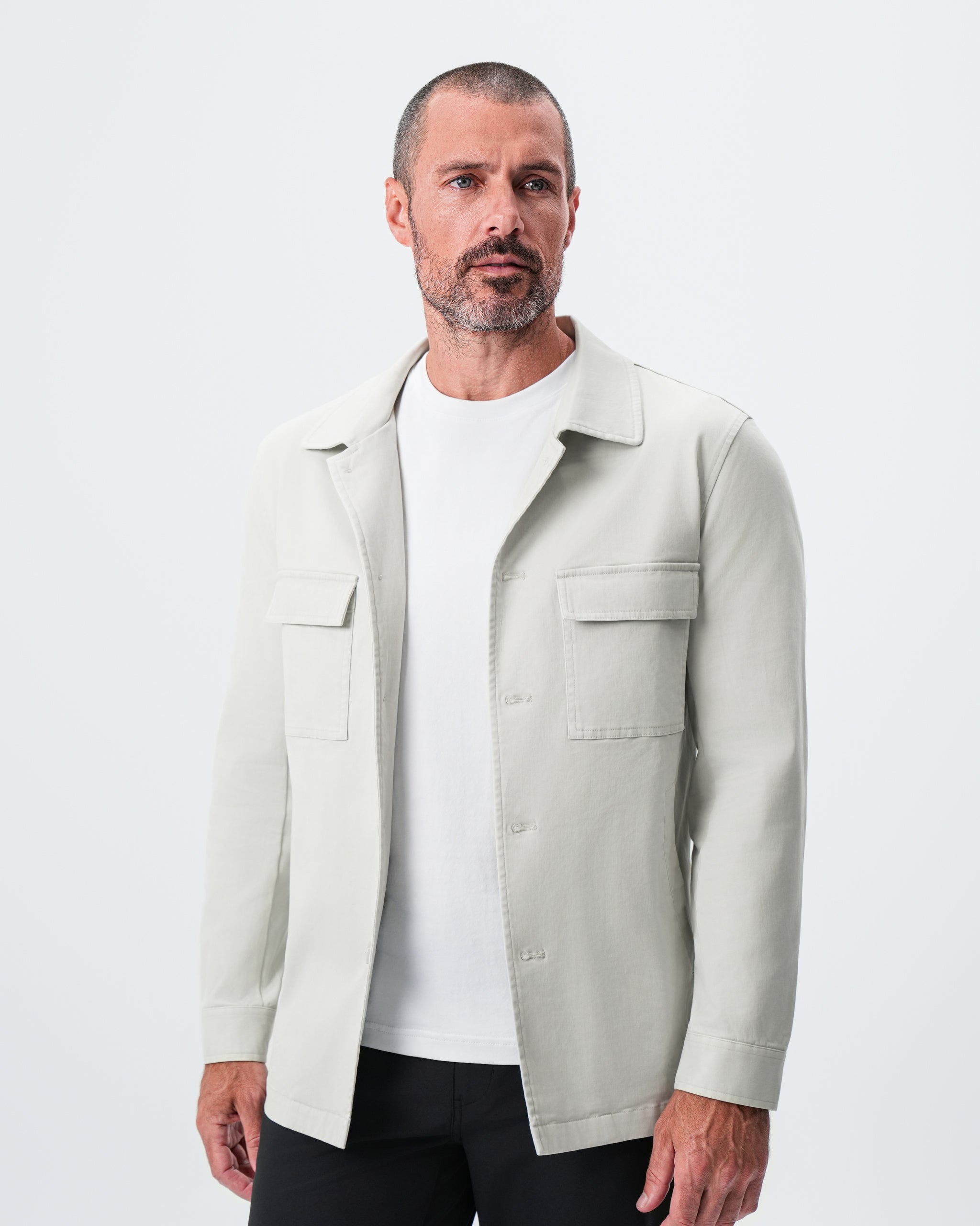Brushed Cotton Shirt Jacket - Stone
