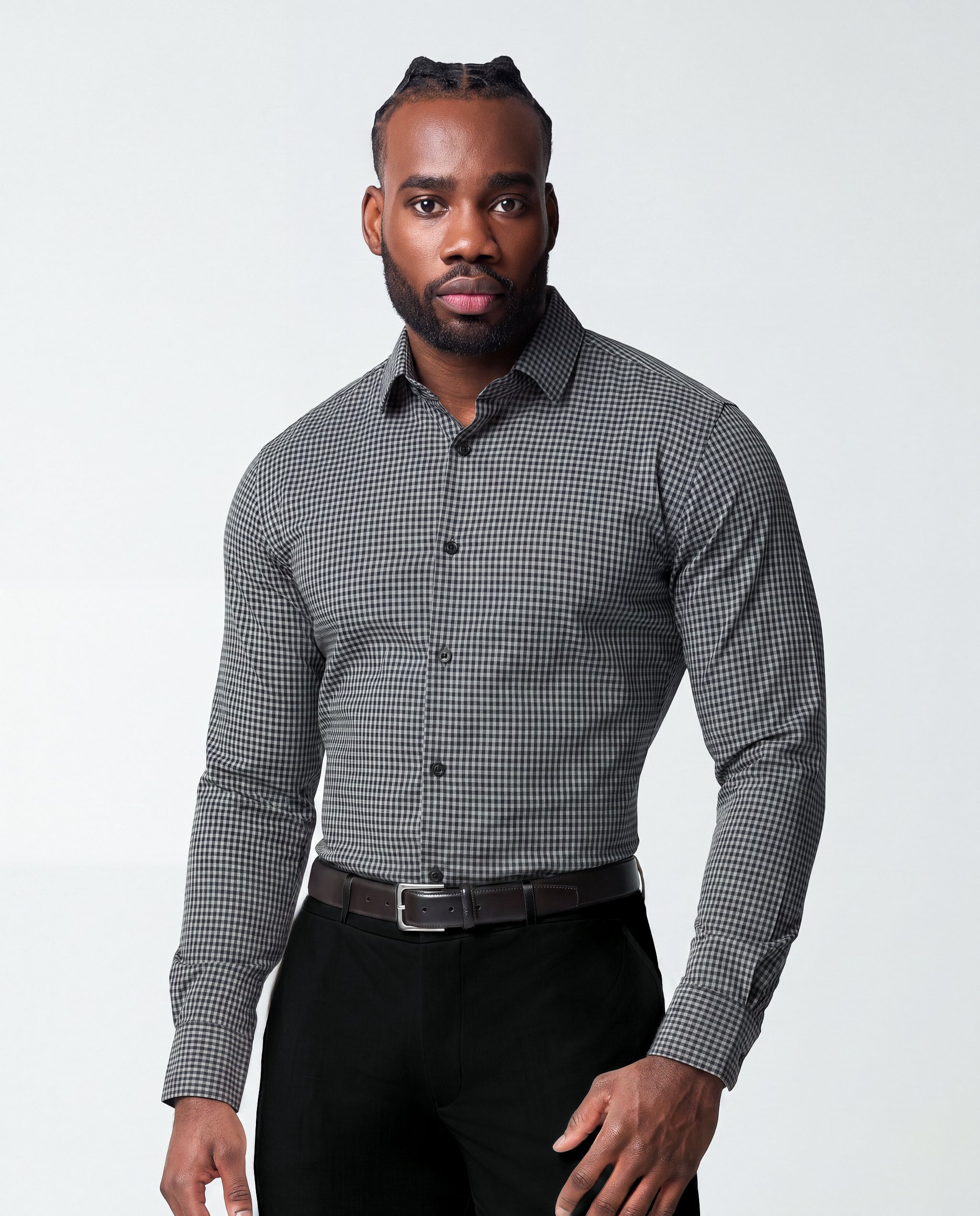 "The Bryson" Dark Grey and Black Gingham