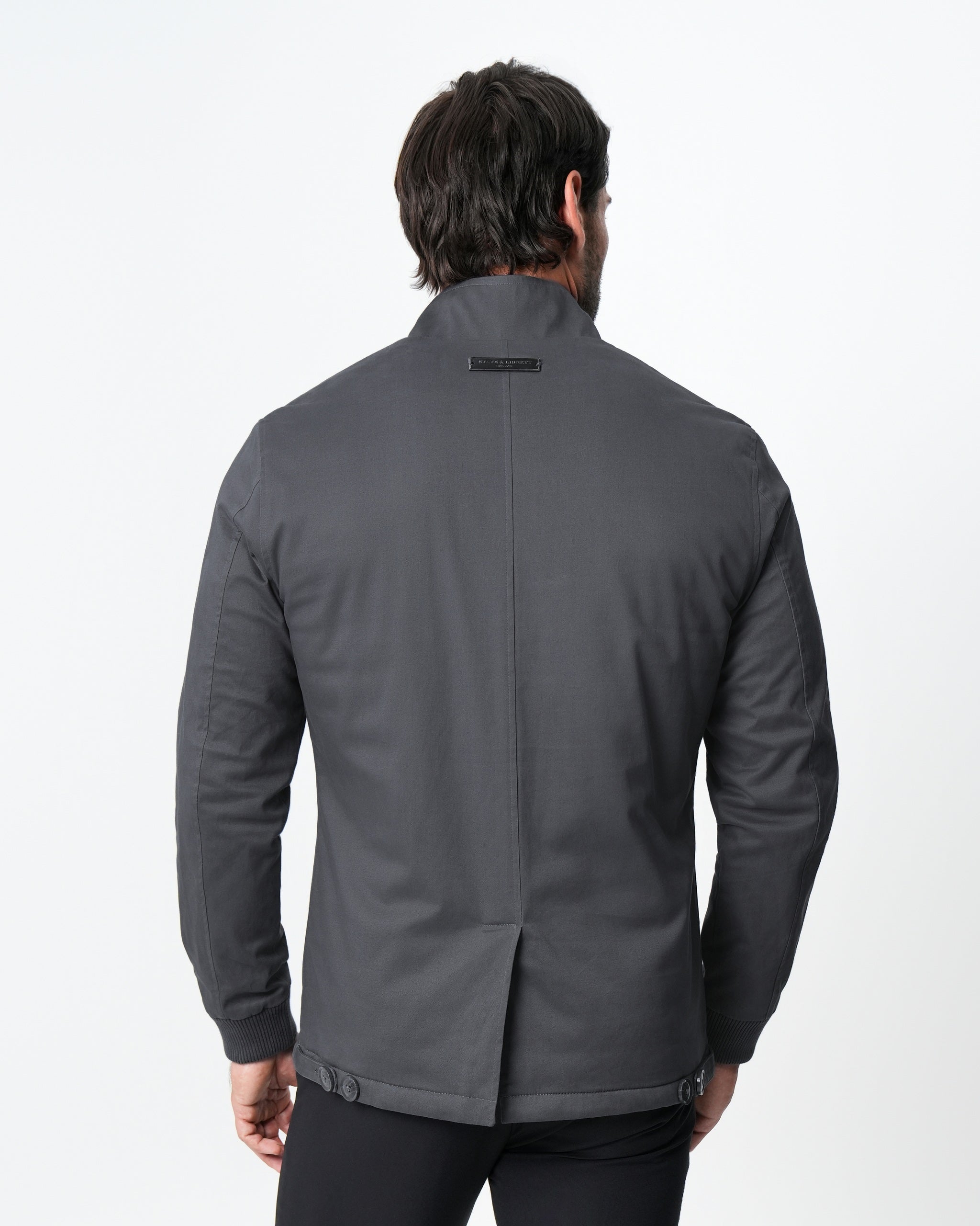 Brushed Cotton Quilted Jacket - Charcoal