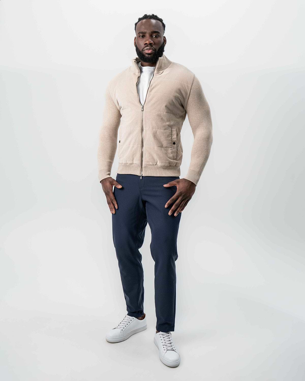 Corduroy Knit Zip Jacket - Tan