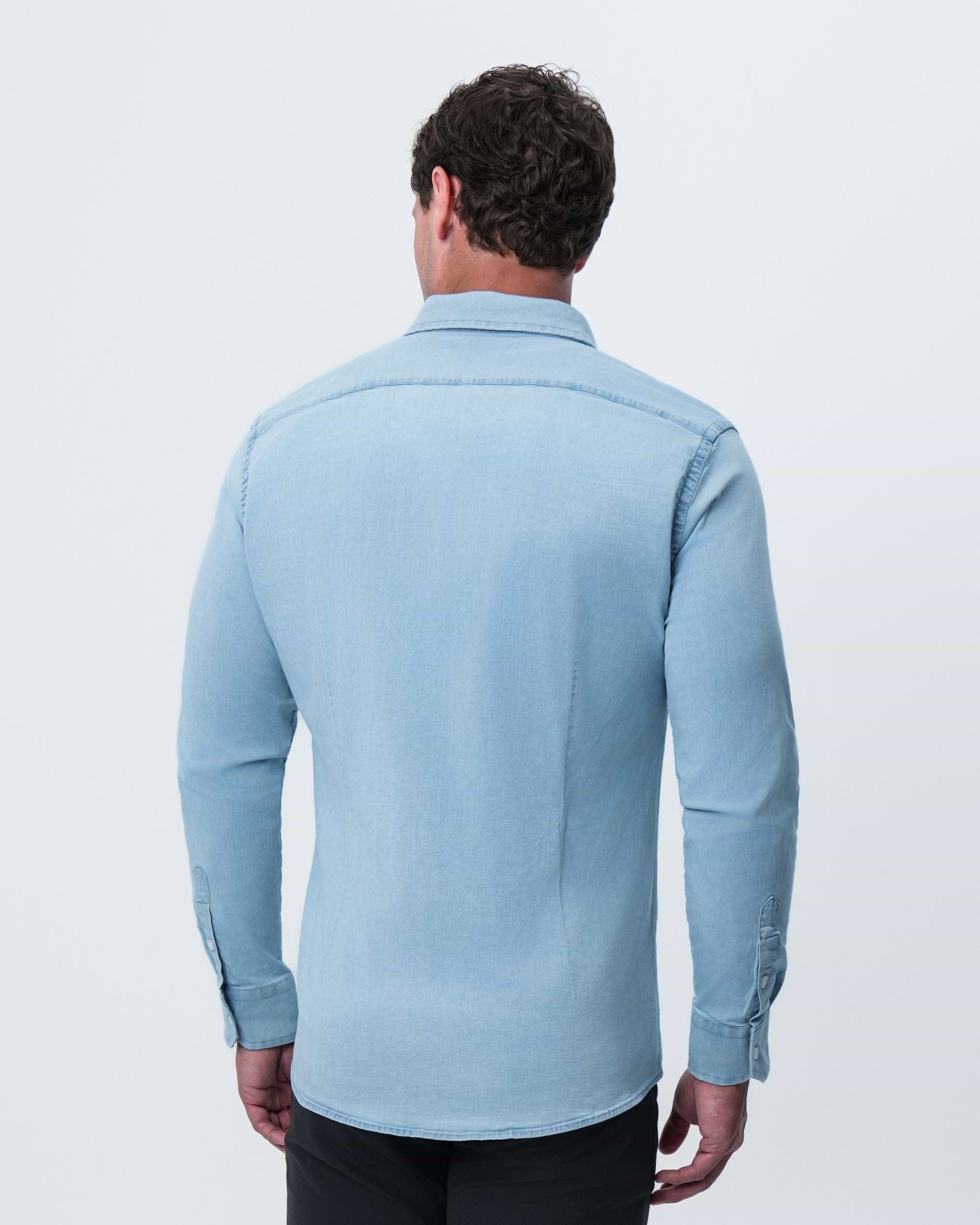Cotton Denim Dress Shirt - Light Blue