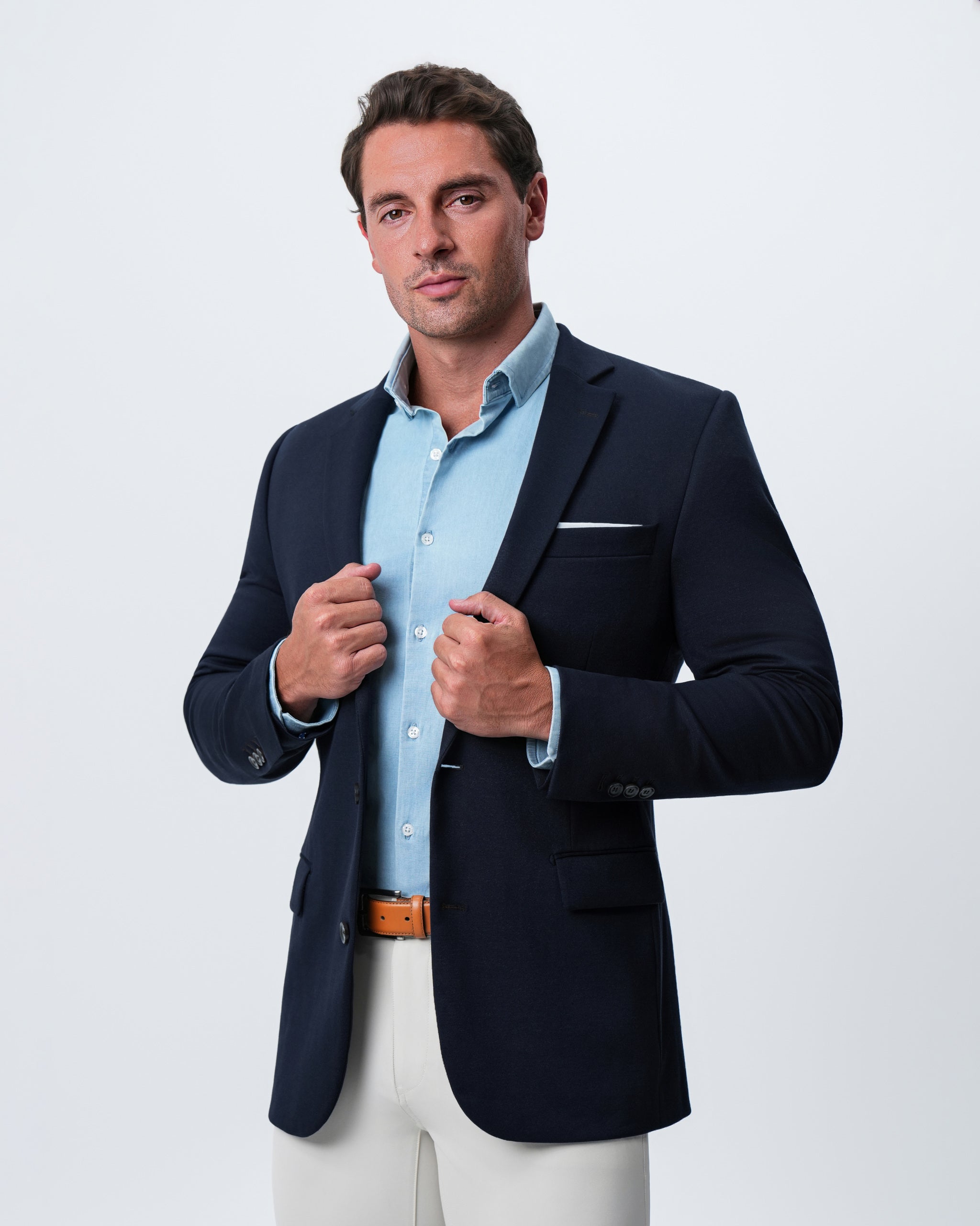 Cotton Denim Dress Shirt - Light Blue
