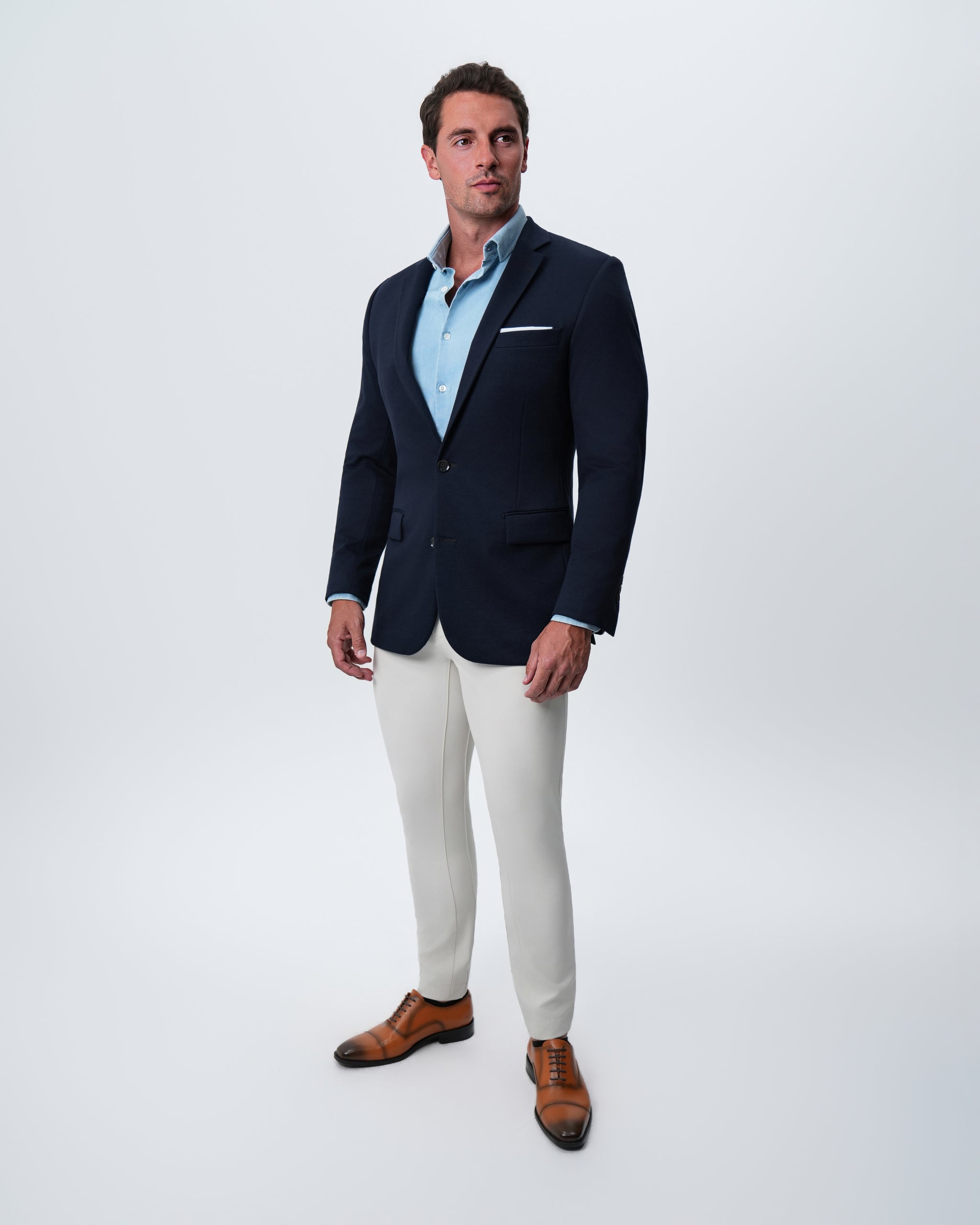 Cotton Denim Dress Shirt - Light Blue