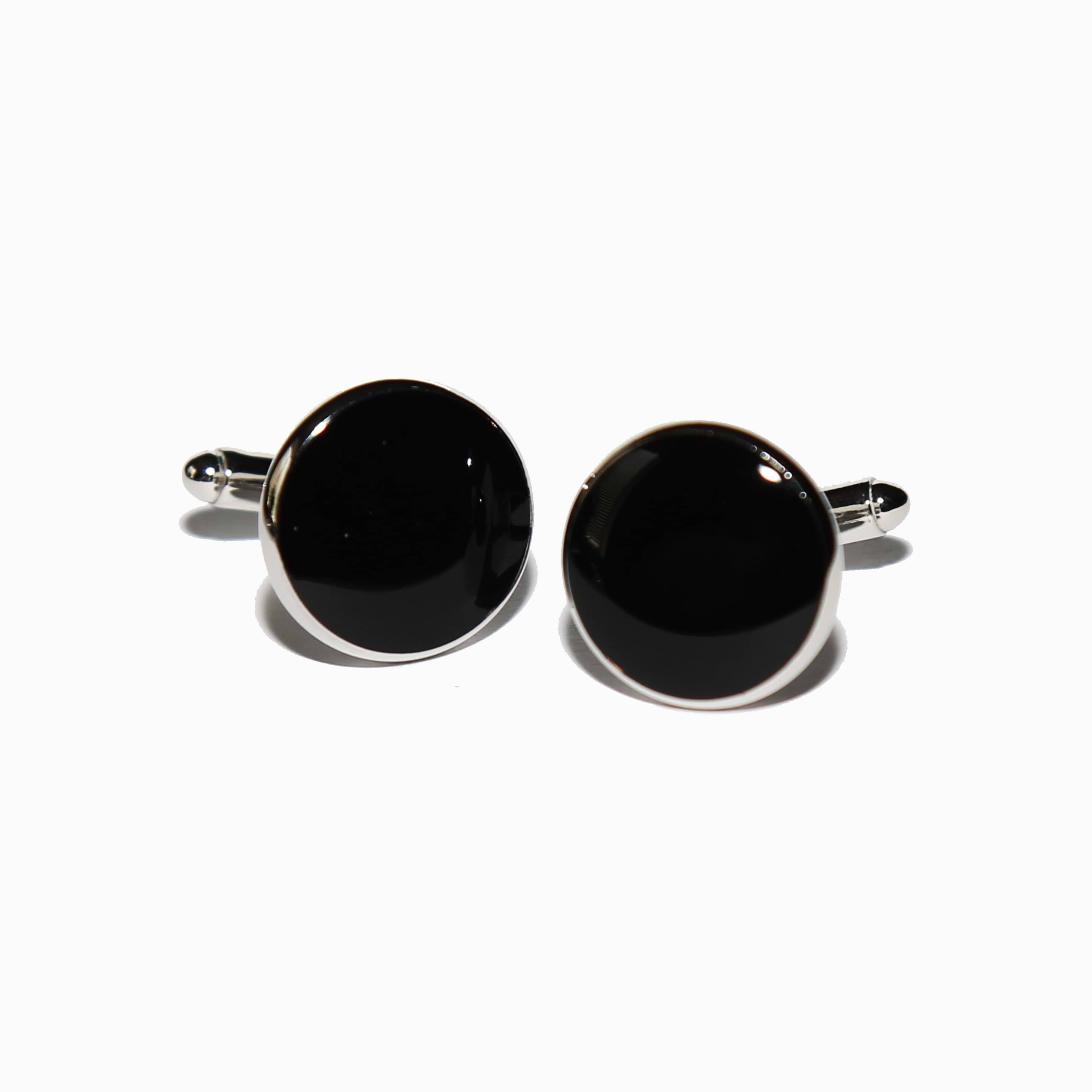 Black Circle Cuff Links