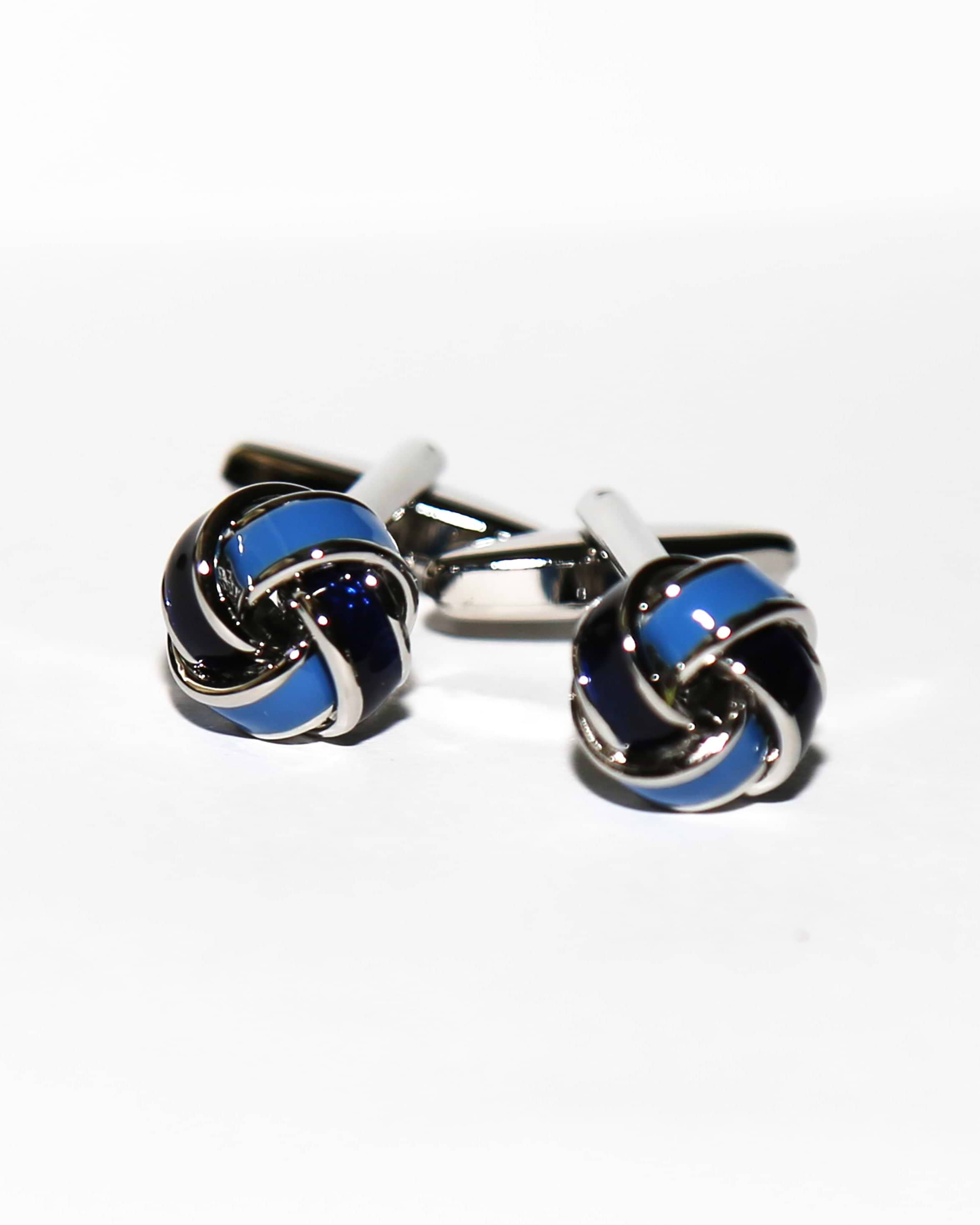 Navy & Light Blue Knot Cuff Links