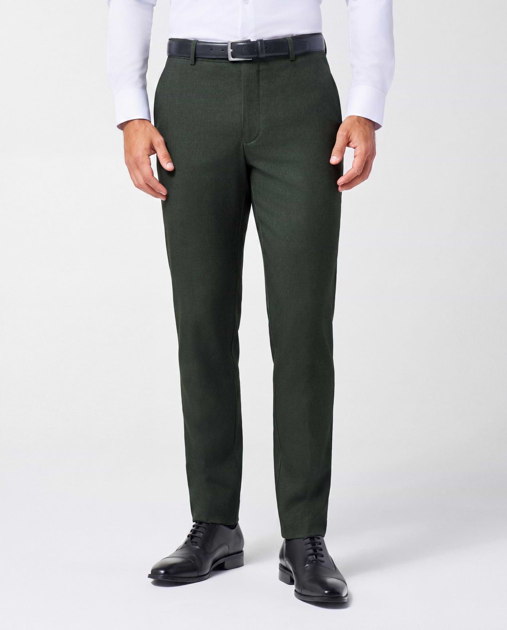 Athletic Fit Stretch Suit Pants - Deep Olive