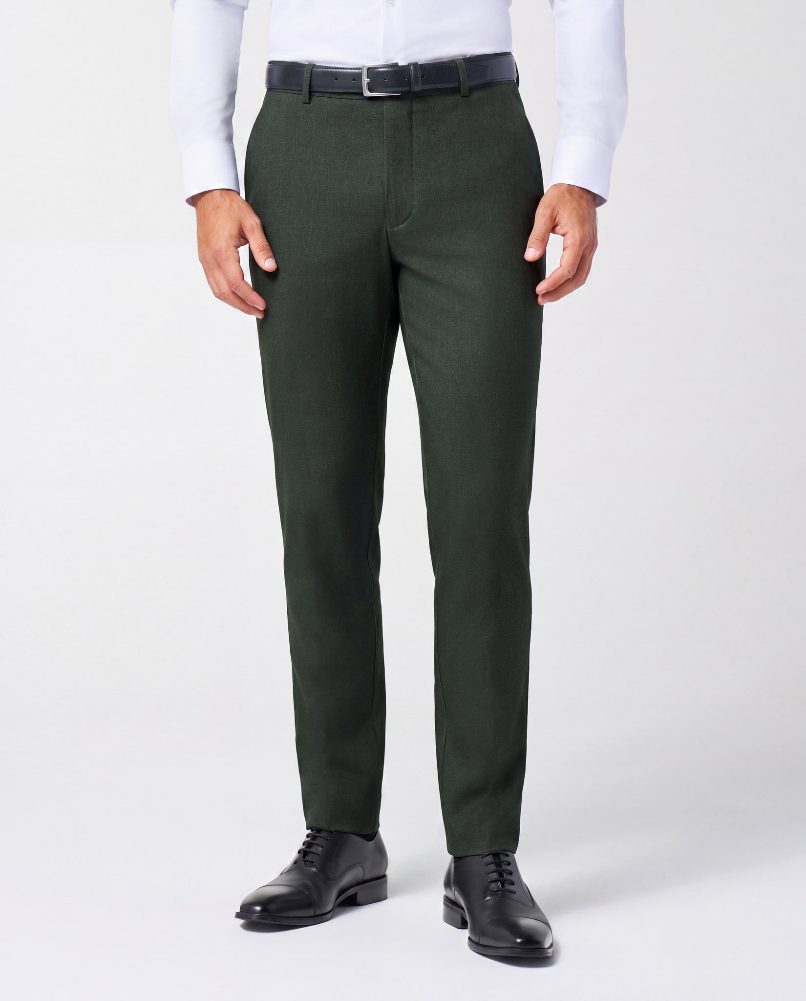 Athletic Fit Stretch Suit Pants - Deep Olive