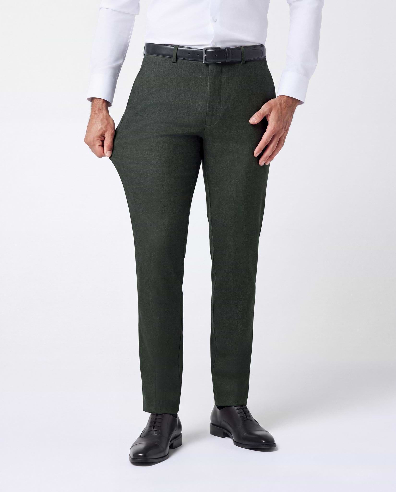 Athletic Fit Stretch Suit Pants - Deep Olive