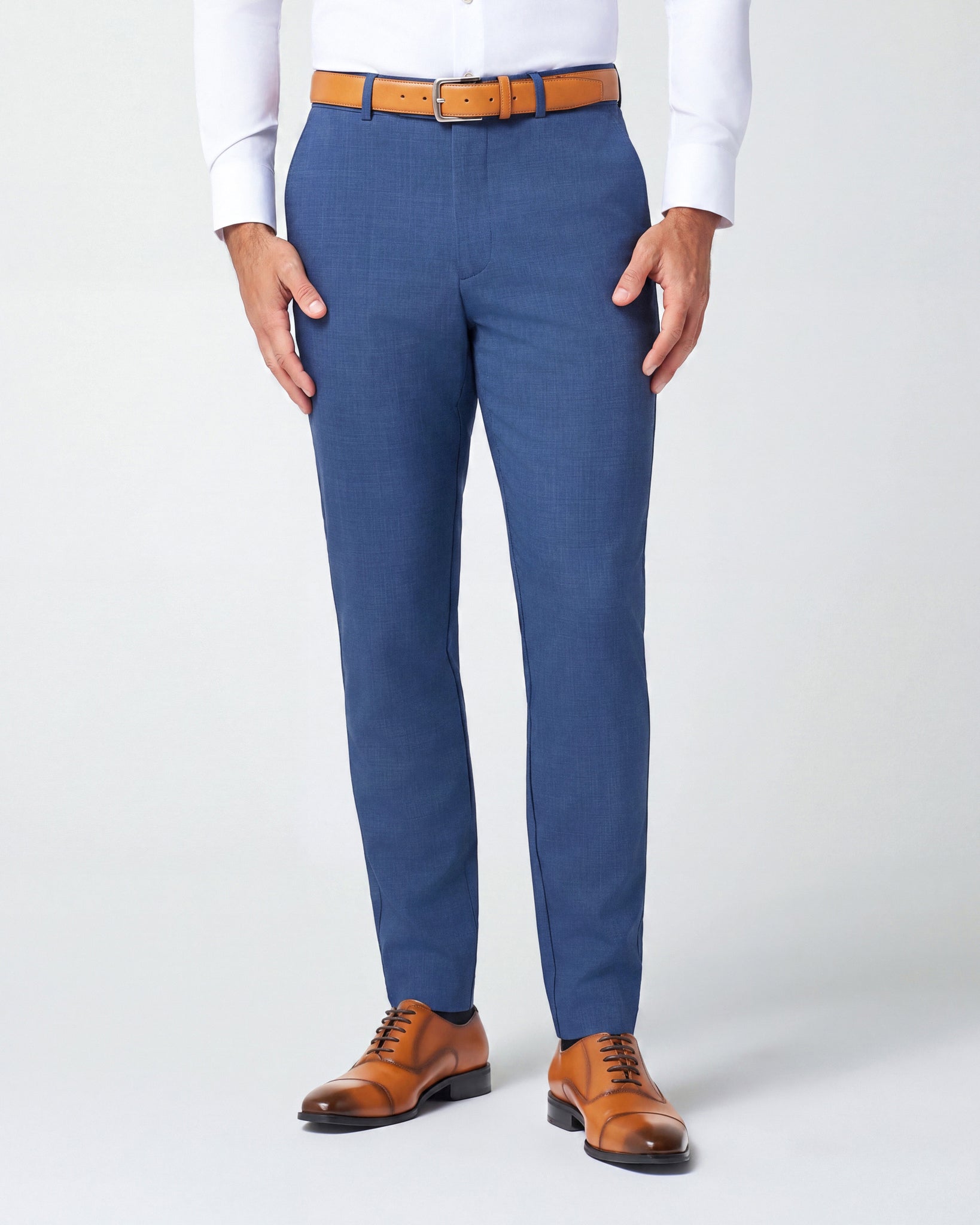 Athletic Fit Stretch Suit Pants - Heathered Blue