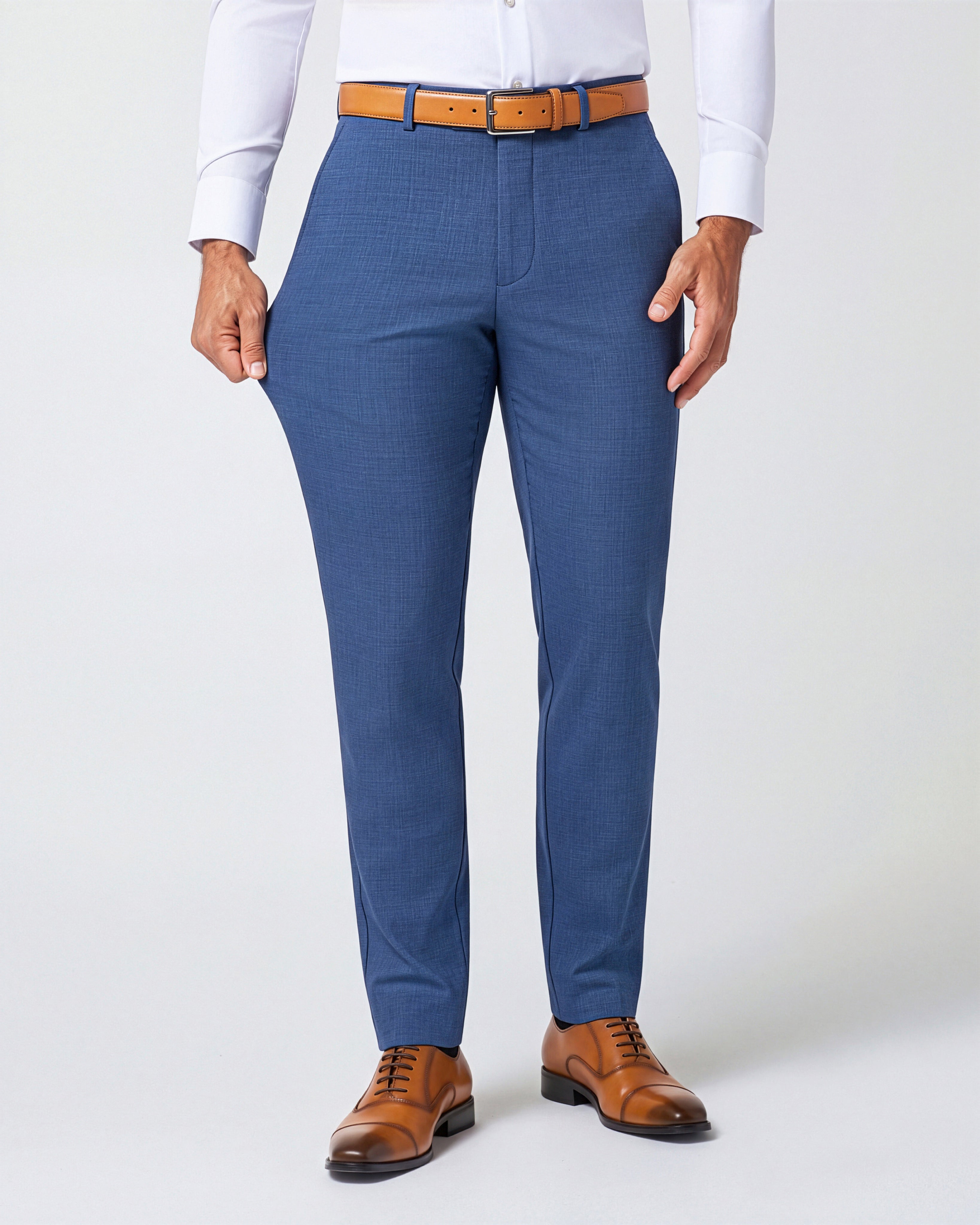 Athletic Fit Stretch Suit Pants - Heathered Blue