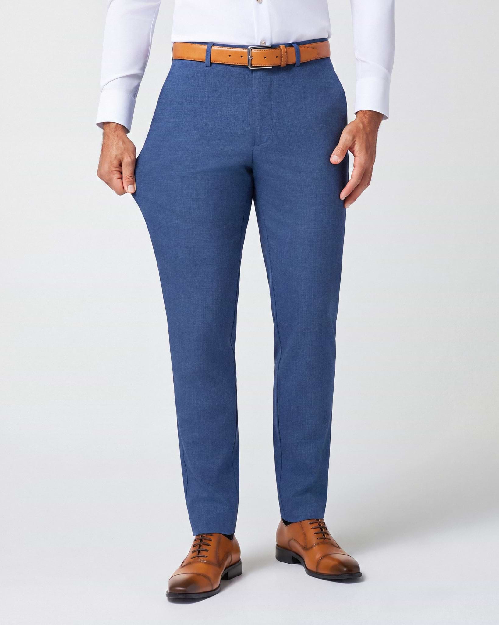 Athletic Fit Stretch Suit Pants - Heathered Blue