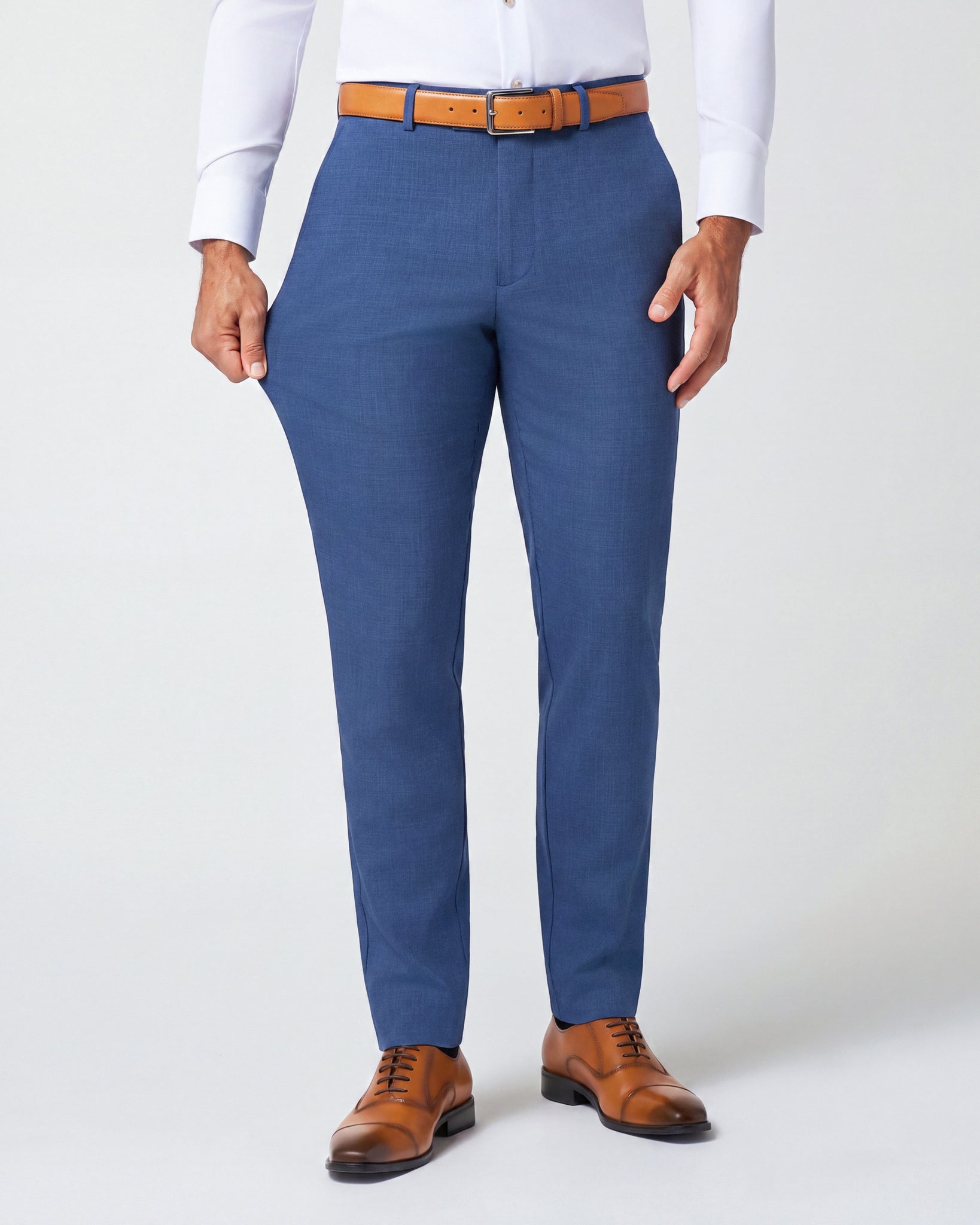 Athletic Fit Stretch Suit Pants - Heathered Blue