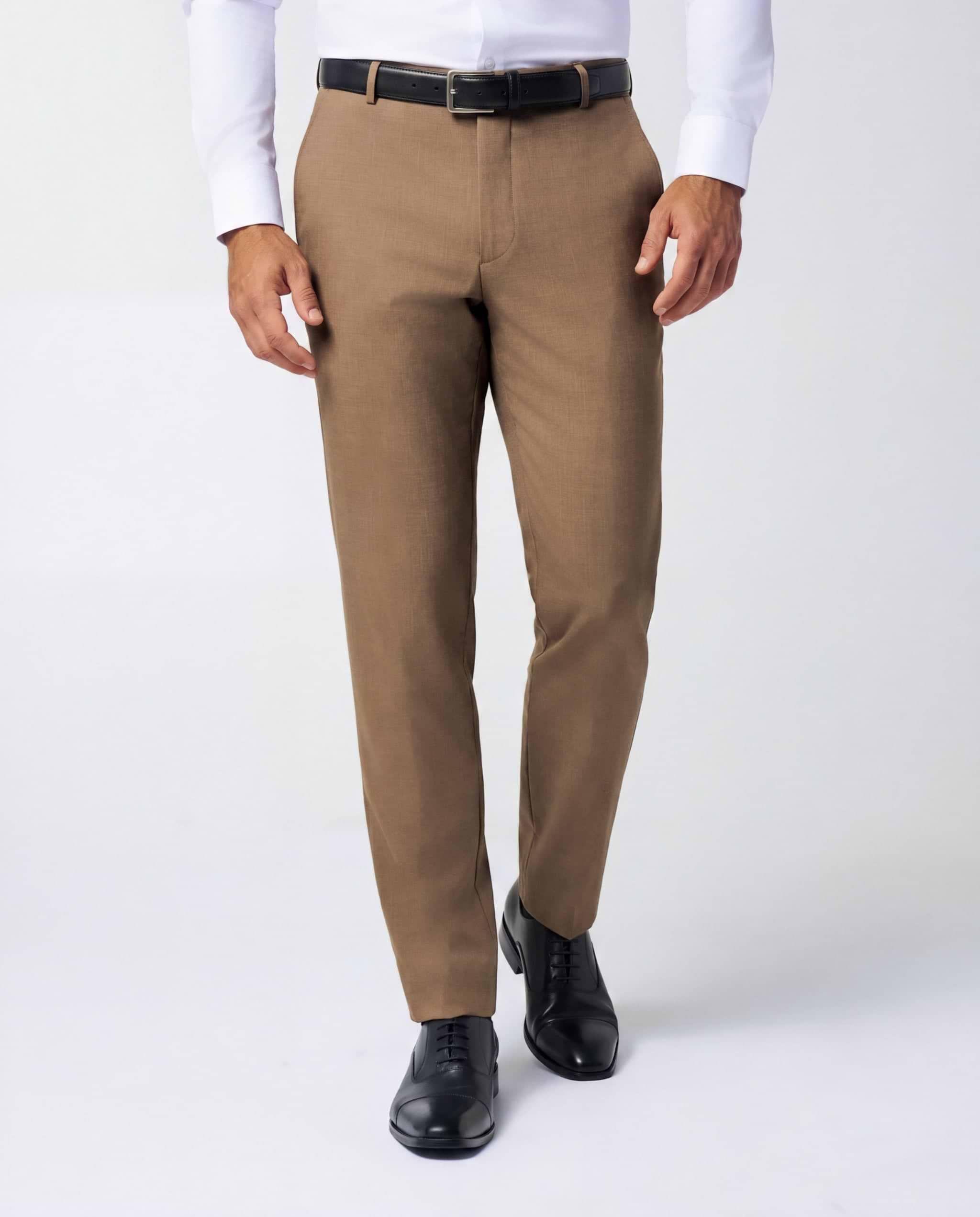 Athletic Fit Stretch Suit Pants - Heathered Cappuccino