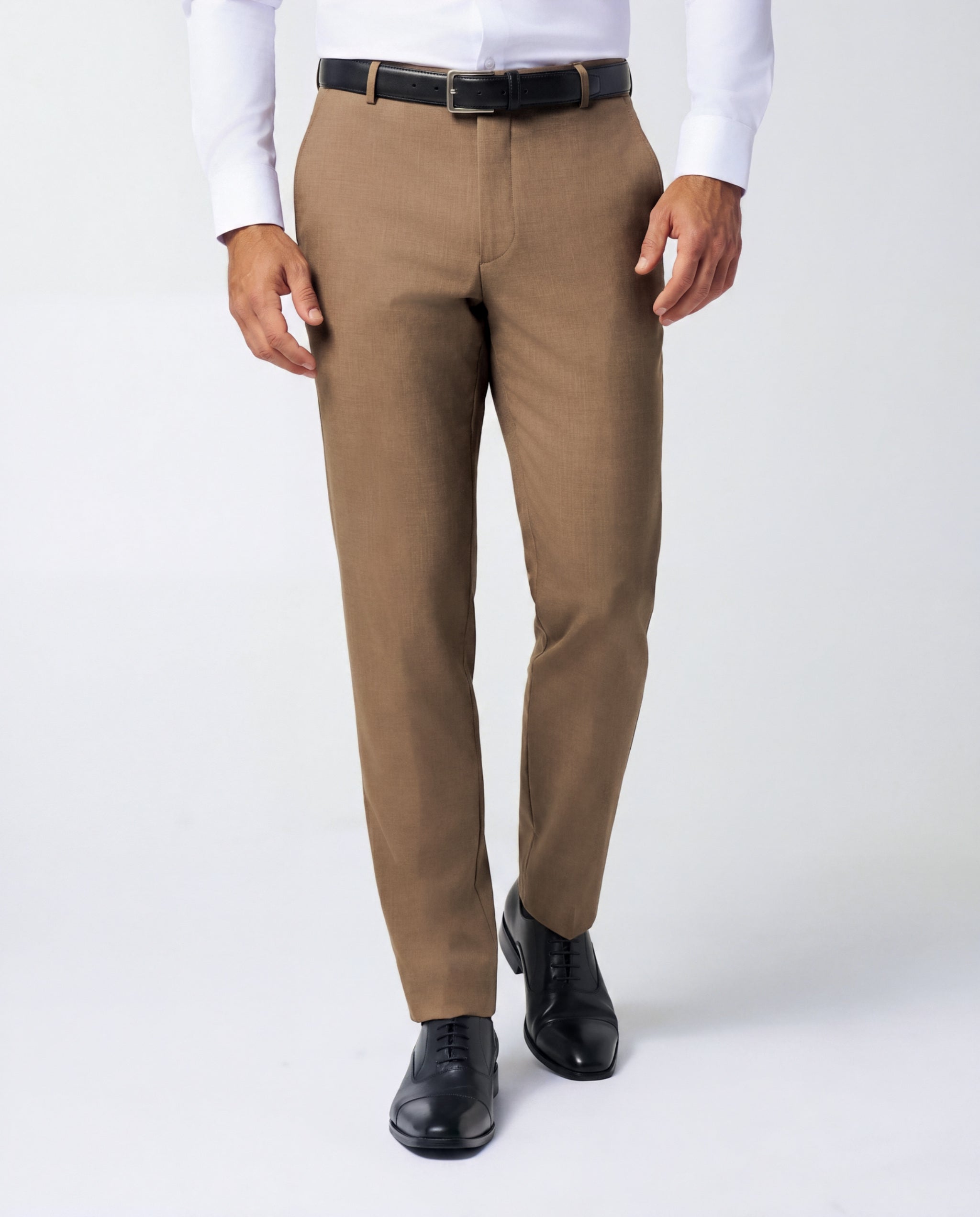 Athletic Fit Stretch Suit Pants - Heathered Cappuccino