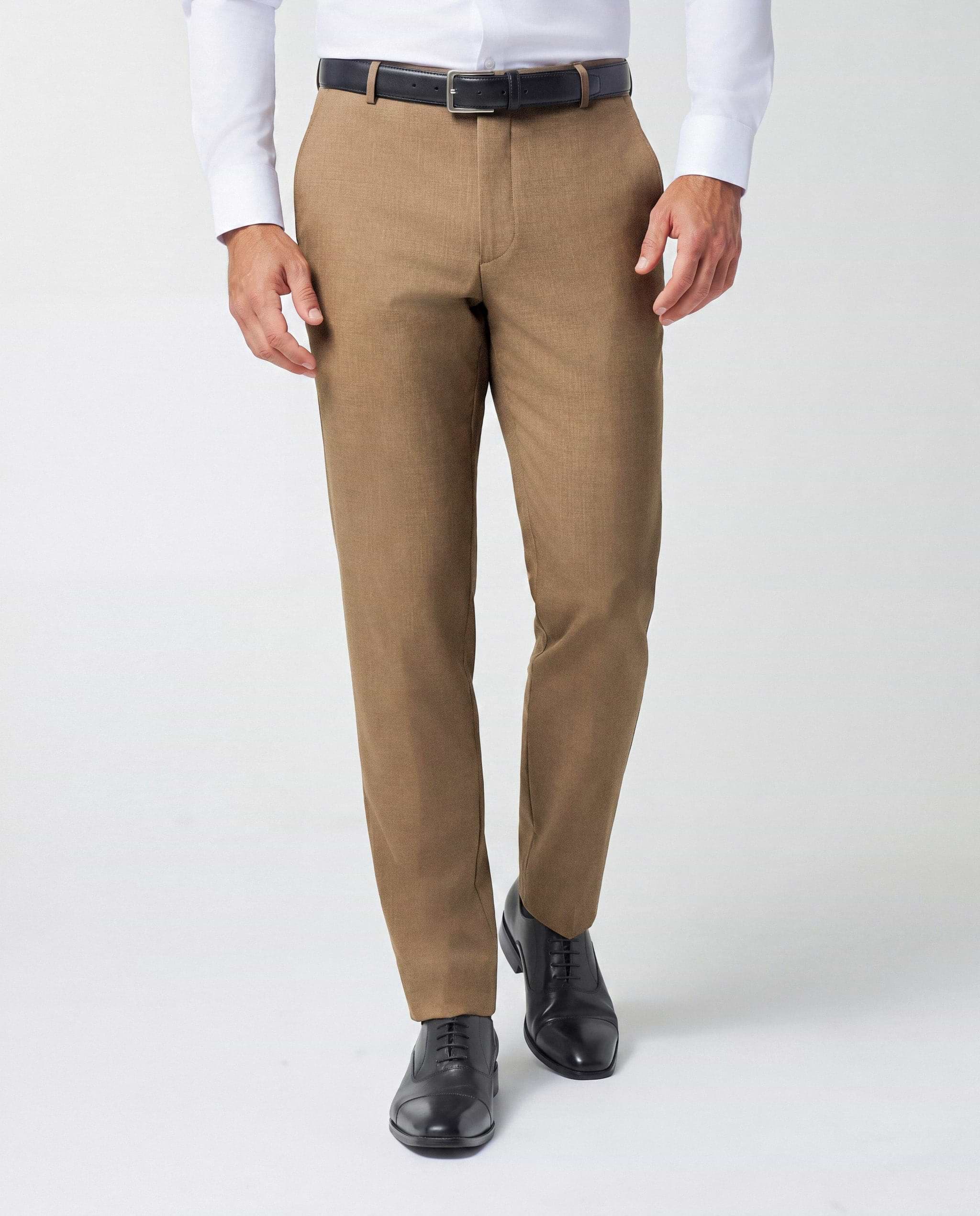 Athletic Fit Stretch Suit Pants - Heathered Cappuccino