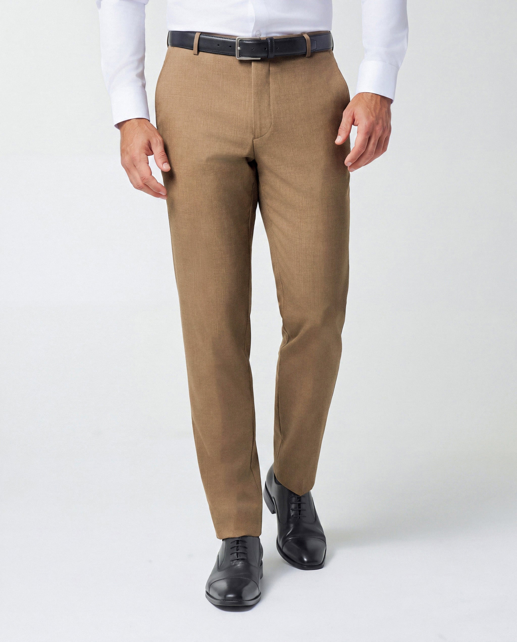 Athletic Fit Stretch Suit Pants - Heathered Cappuccino