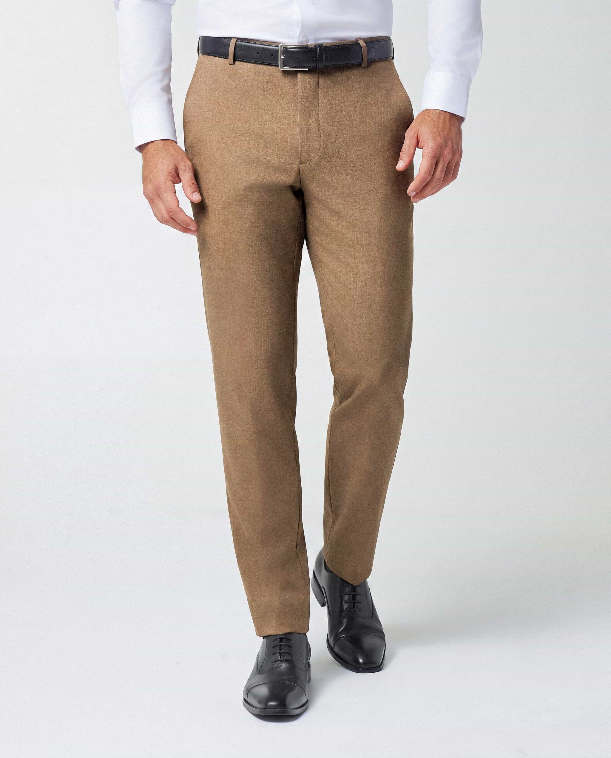 Athletic Fit Stretch Suit Pants - Heathered Cappuccino