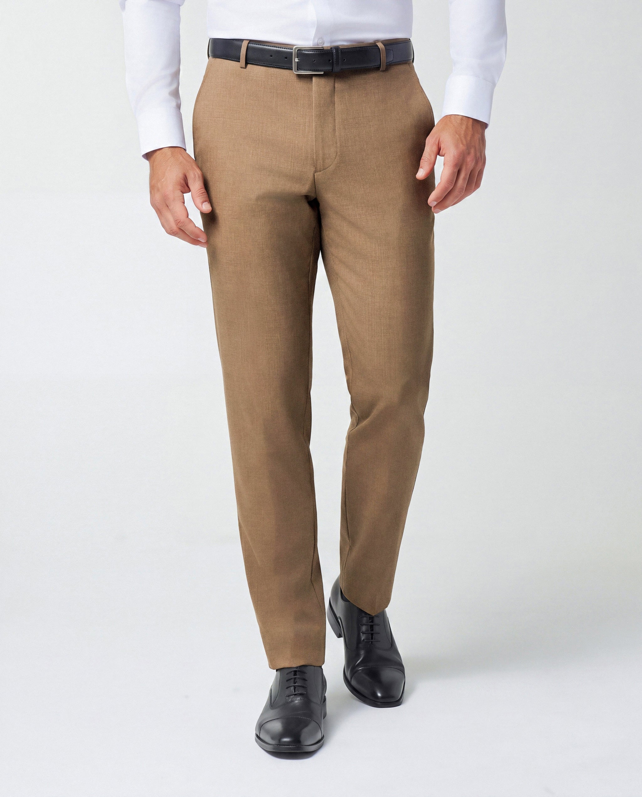 Athletic Fit Stretch Suit Pants - Heathered Cappuccino
