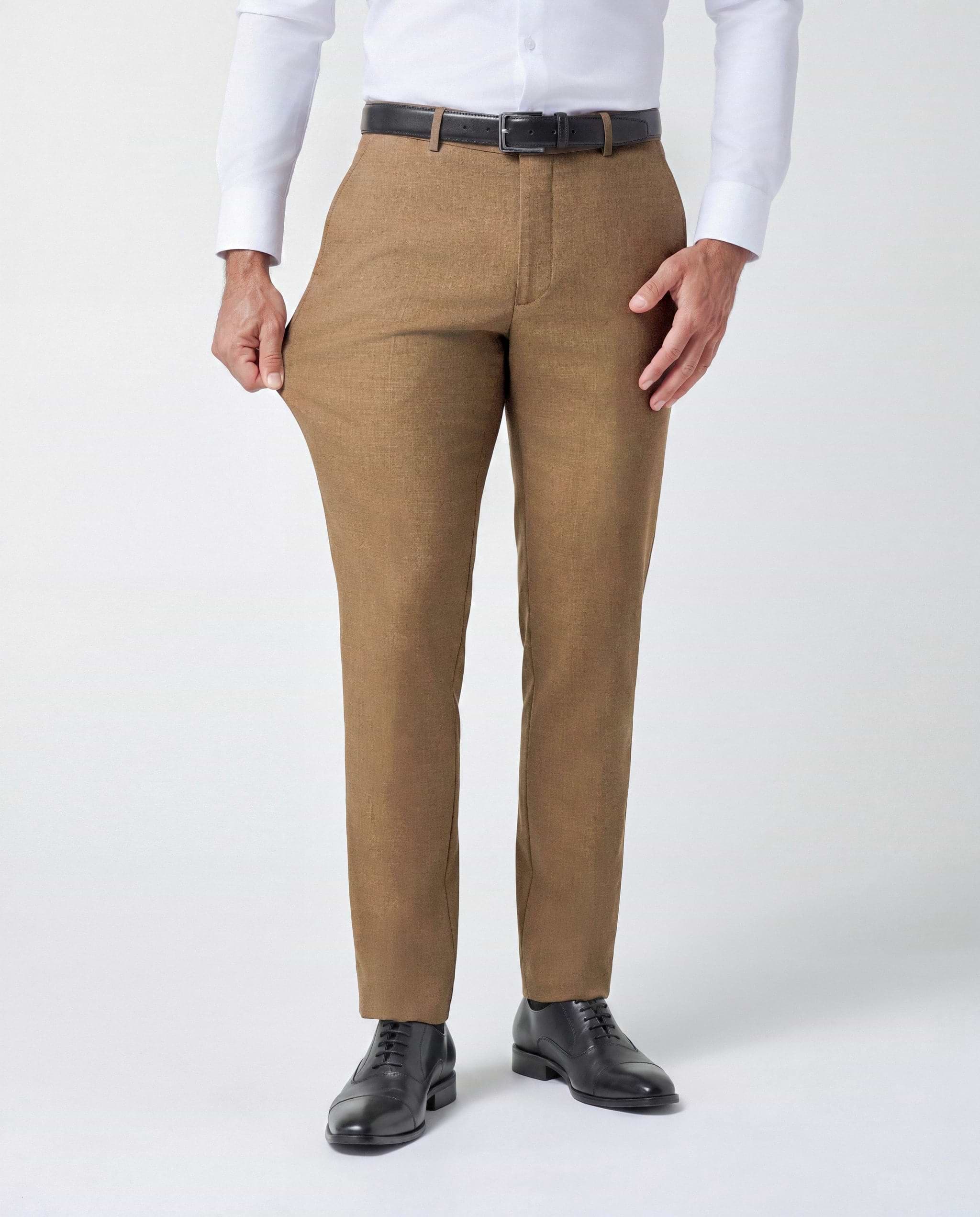 Athletic Fit Stretch Suit Pants - Heathered Cappuccino