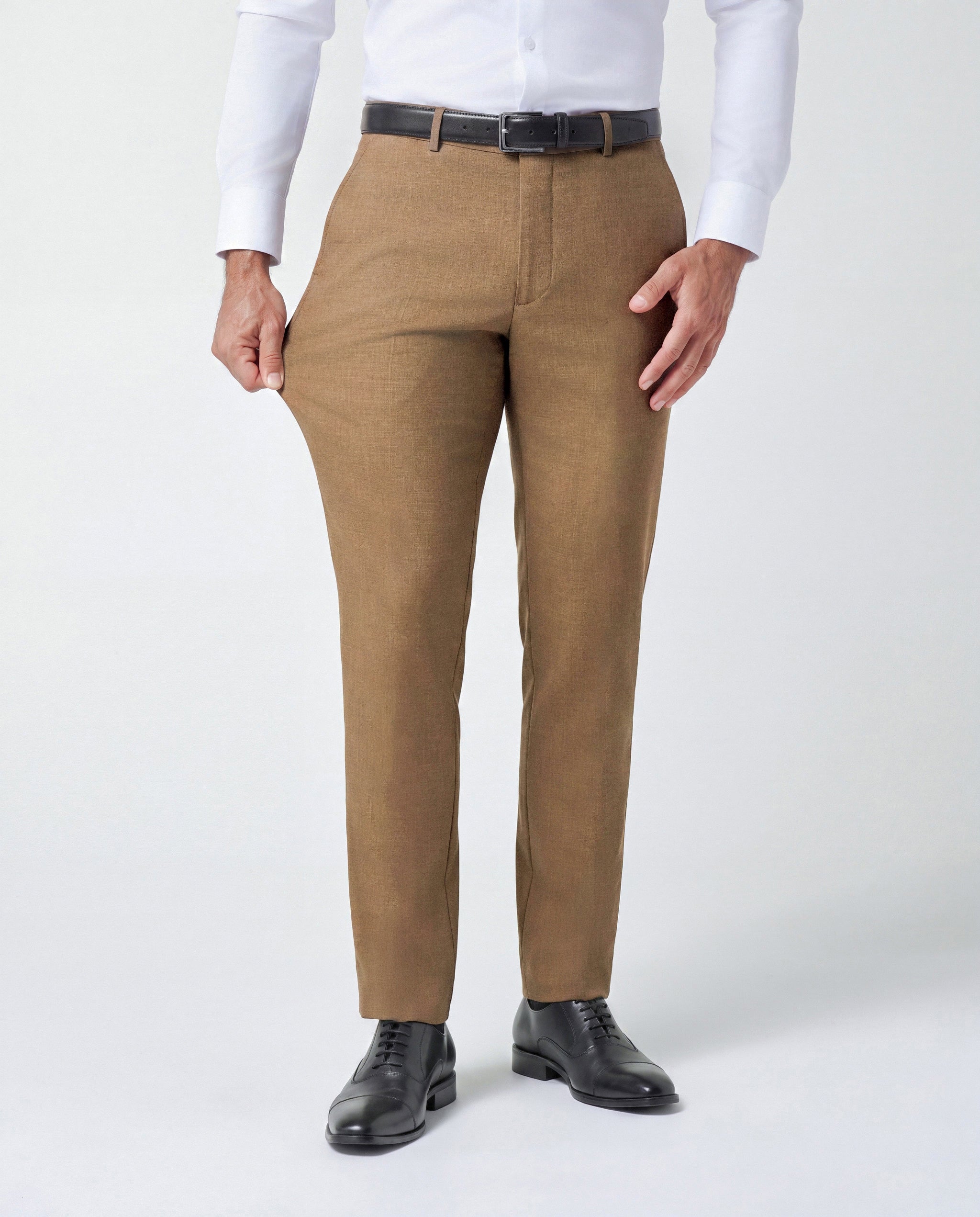 Athletic Fit Stretch Suit Pants - Heathered Cappuccino