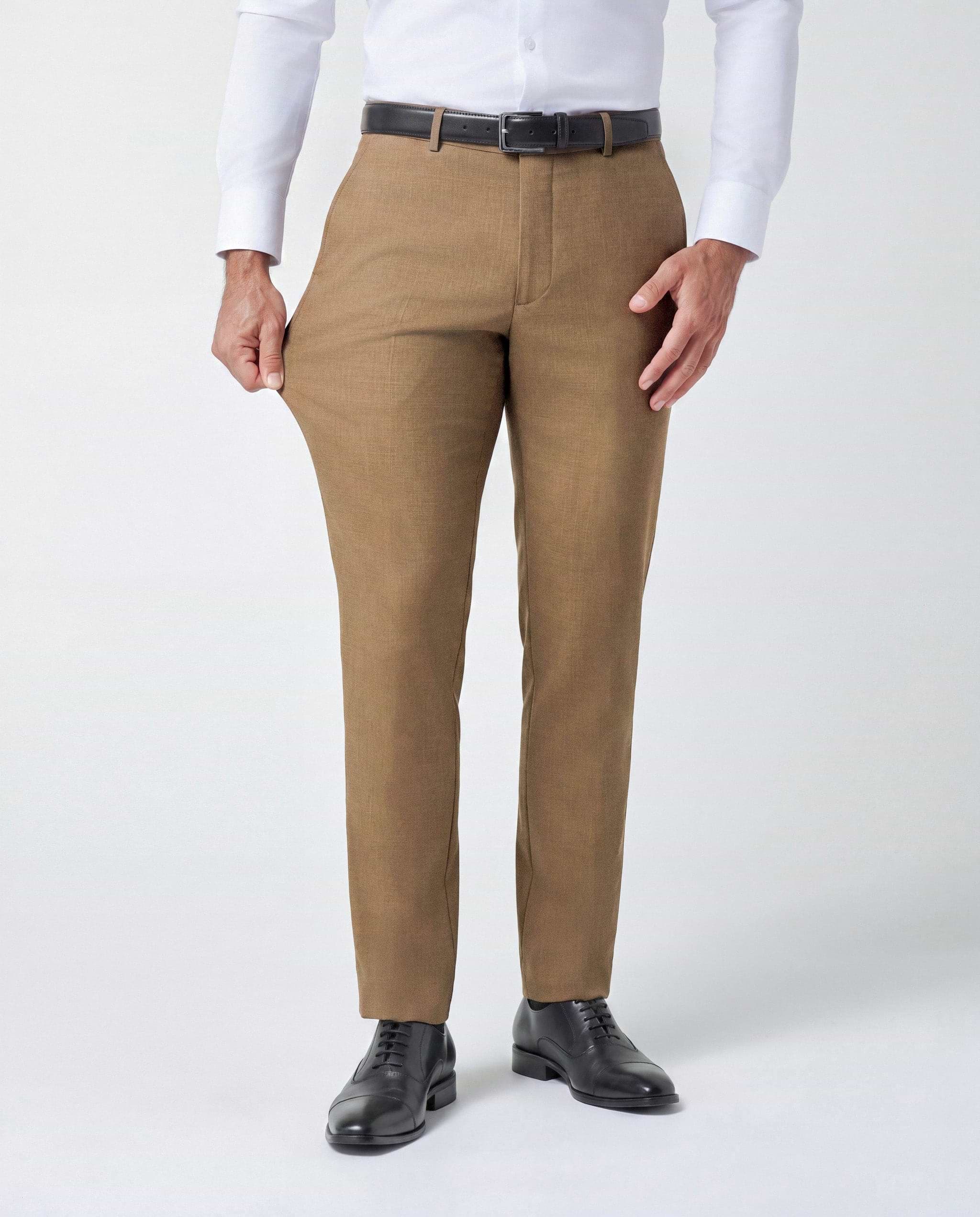 Athletic Fit Stretch Suit Pants - Heathered Cappuccino