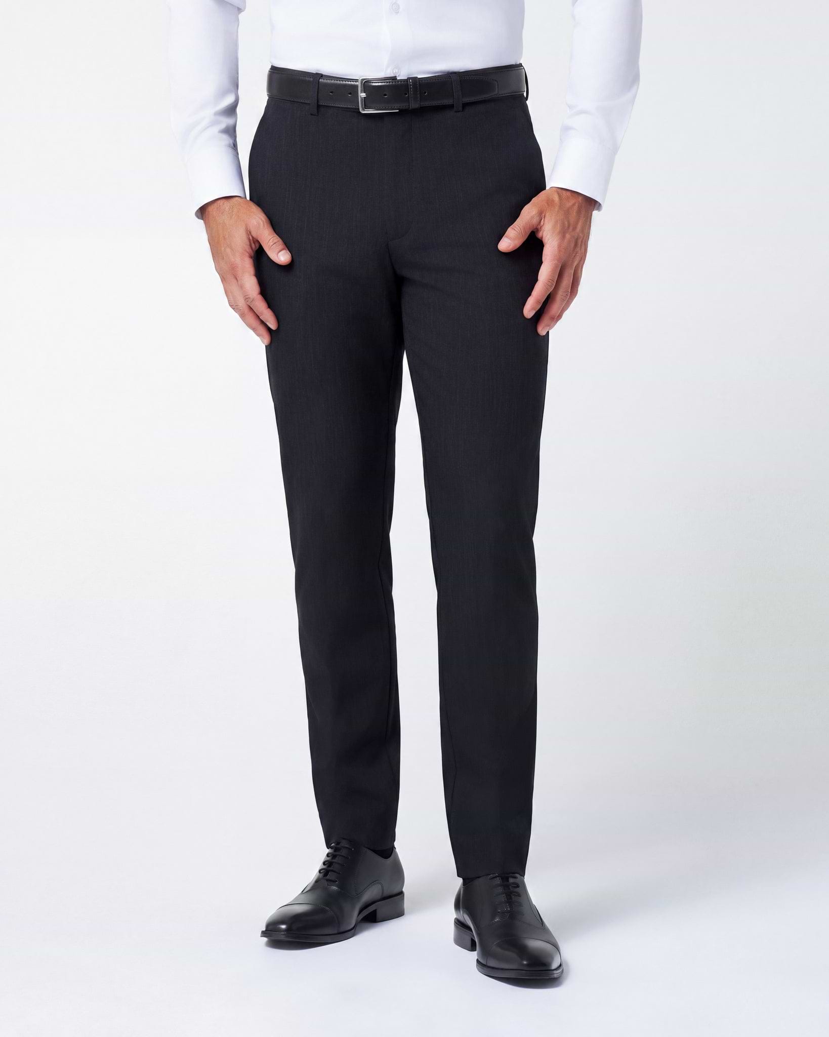Athletic Fit Stretch Suit Pants - Heathered Charcoal