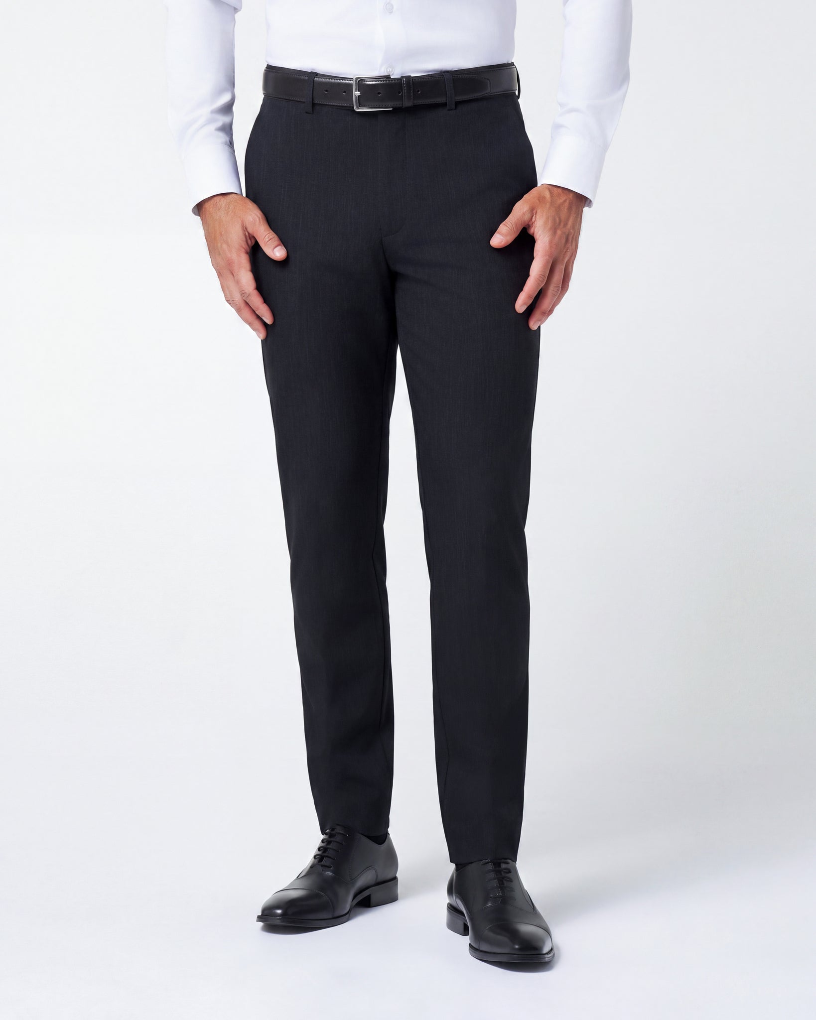 Athletic Fit Stretch Suit Pants - Heathered Charcoal
