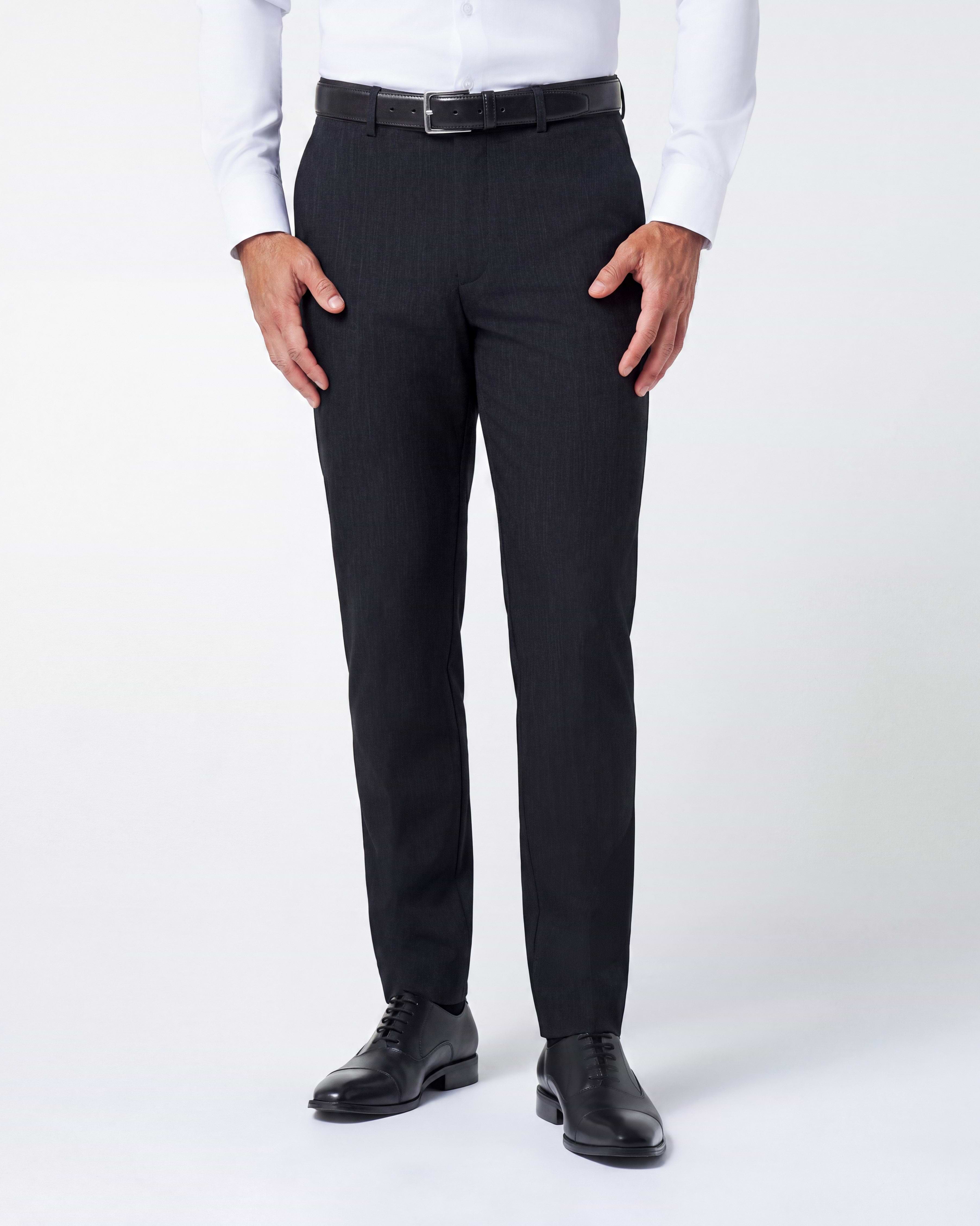 Athletic Fit Stretch Suit Pants - Heathered Charcoal
